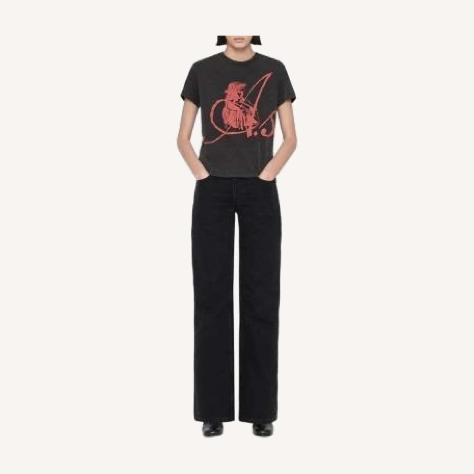 Allsaints Cohen Mid Rise Straight Jeans in Black