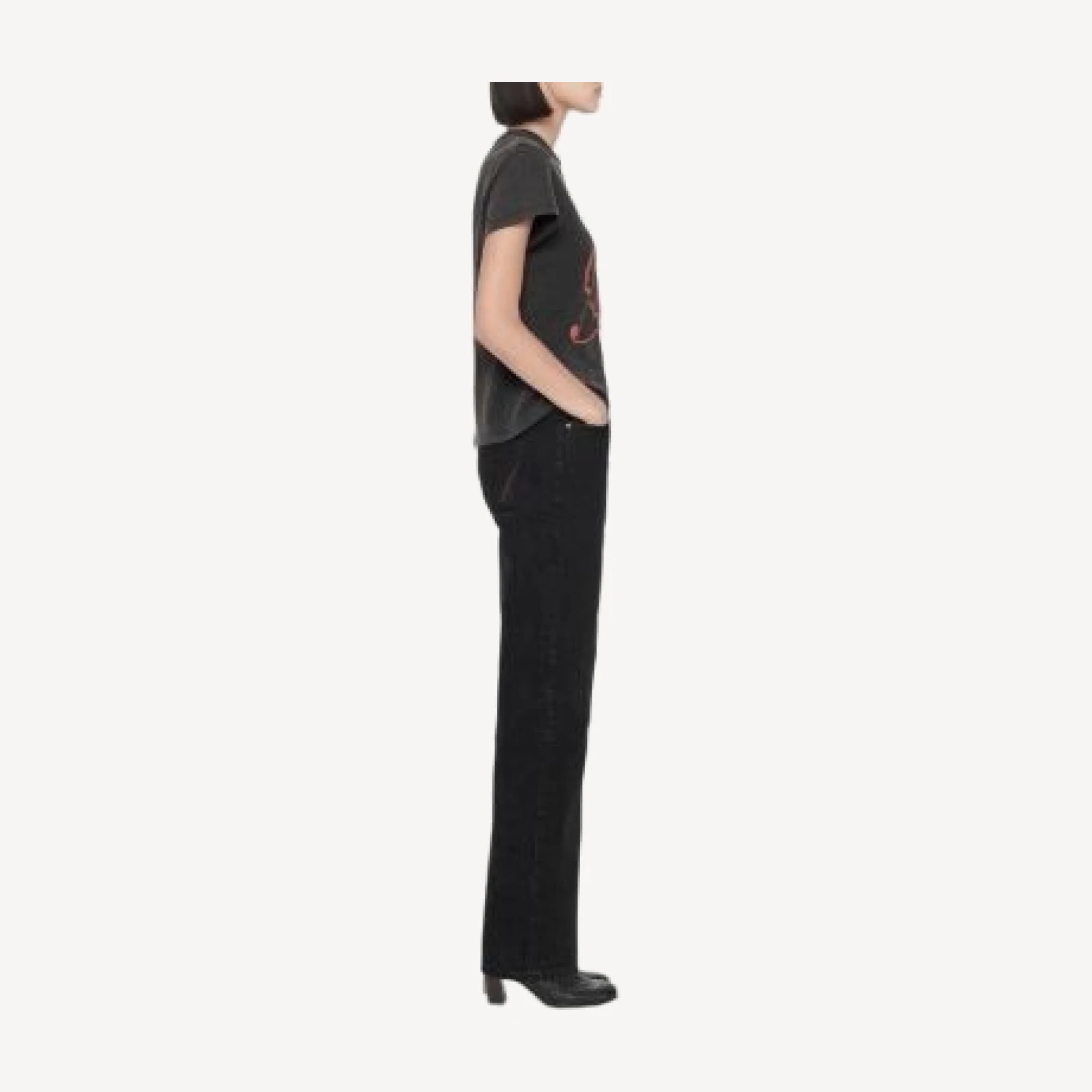 Allsaints Cohen Mid Rise Straight Jeans in Black