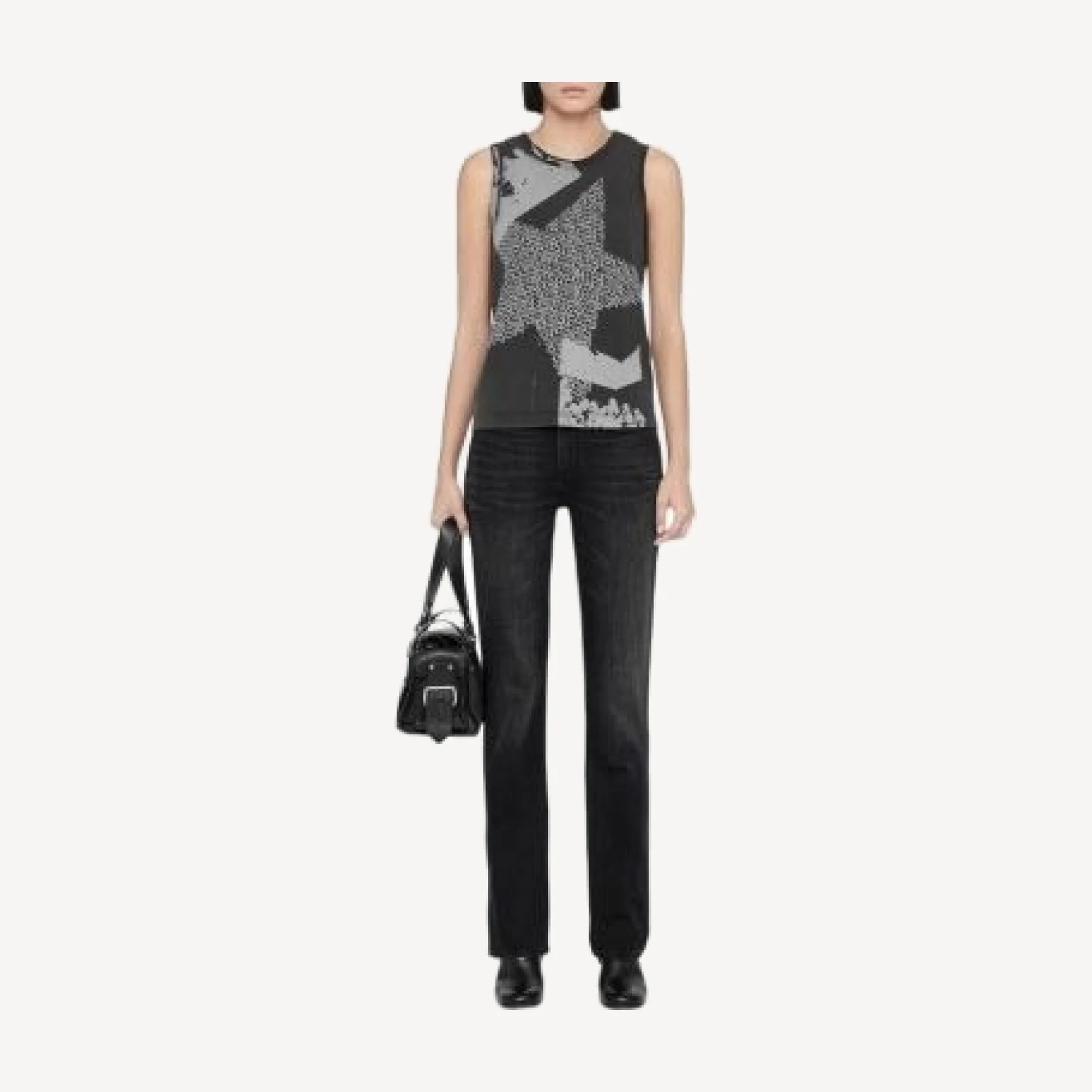 Allsaints Eve Cotton Stretch High Rise Bootcut Jeans in Washed Black