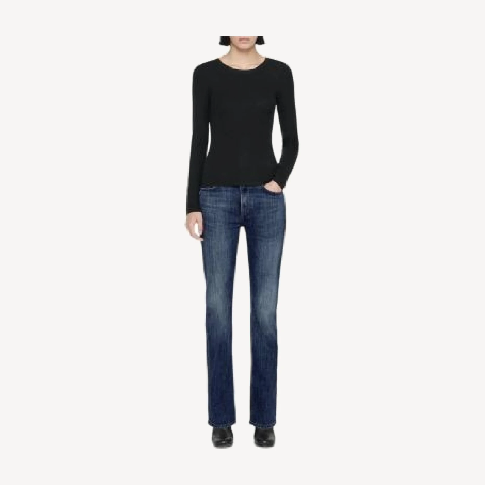 Allsaints Eve Cotton Stretch High Rise Bootcut Jeans in Dark Indigo