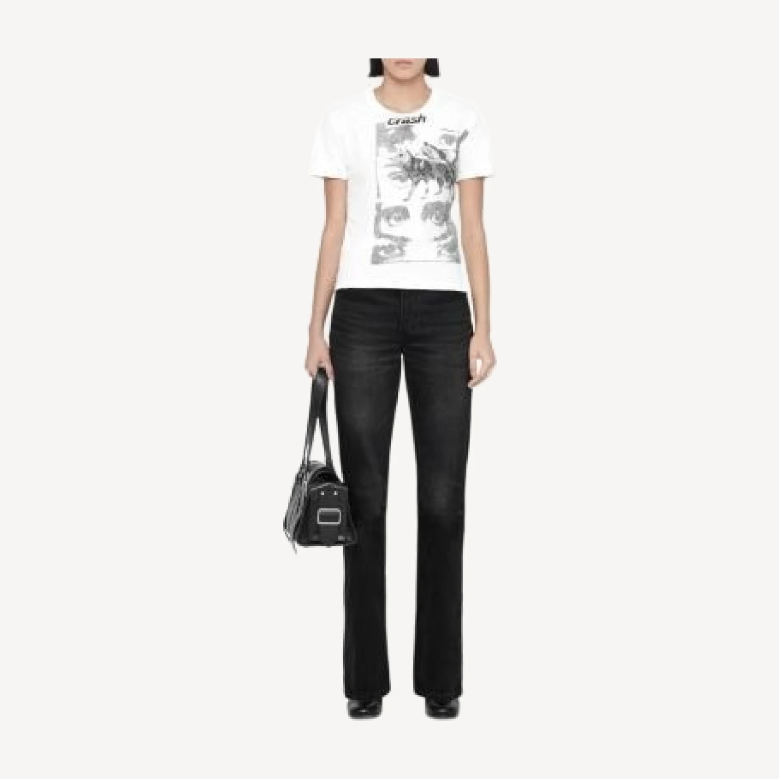 Allsaints Rue Cotton Stretch High Rise Bootcut Jeans in Washed Black