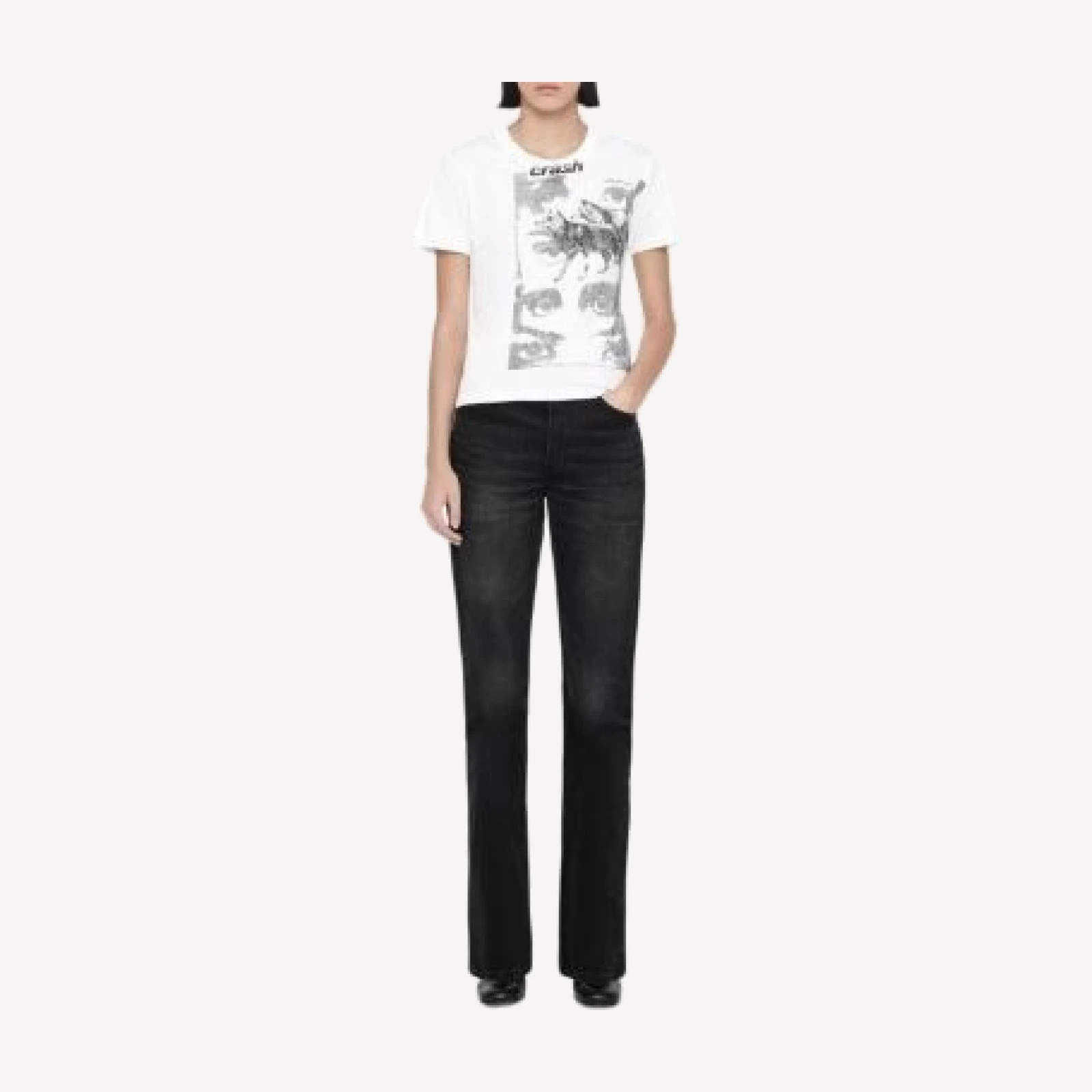 Allsaints Rue Cotton Stretch High Rise Bootcut Jeans in Washed Black