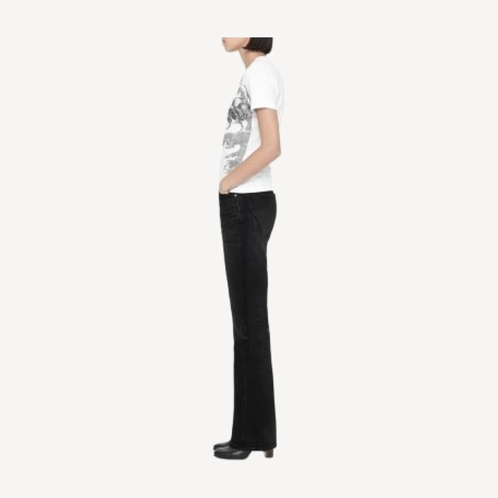 Allsaints Rue Cotton Stretch High Rise Bootcut Jeans in Washed Black