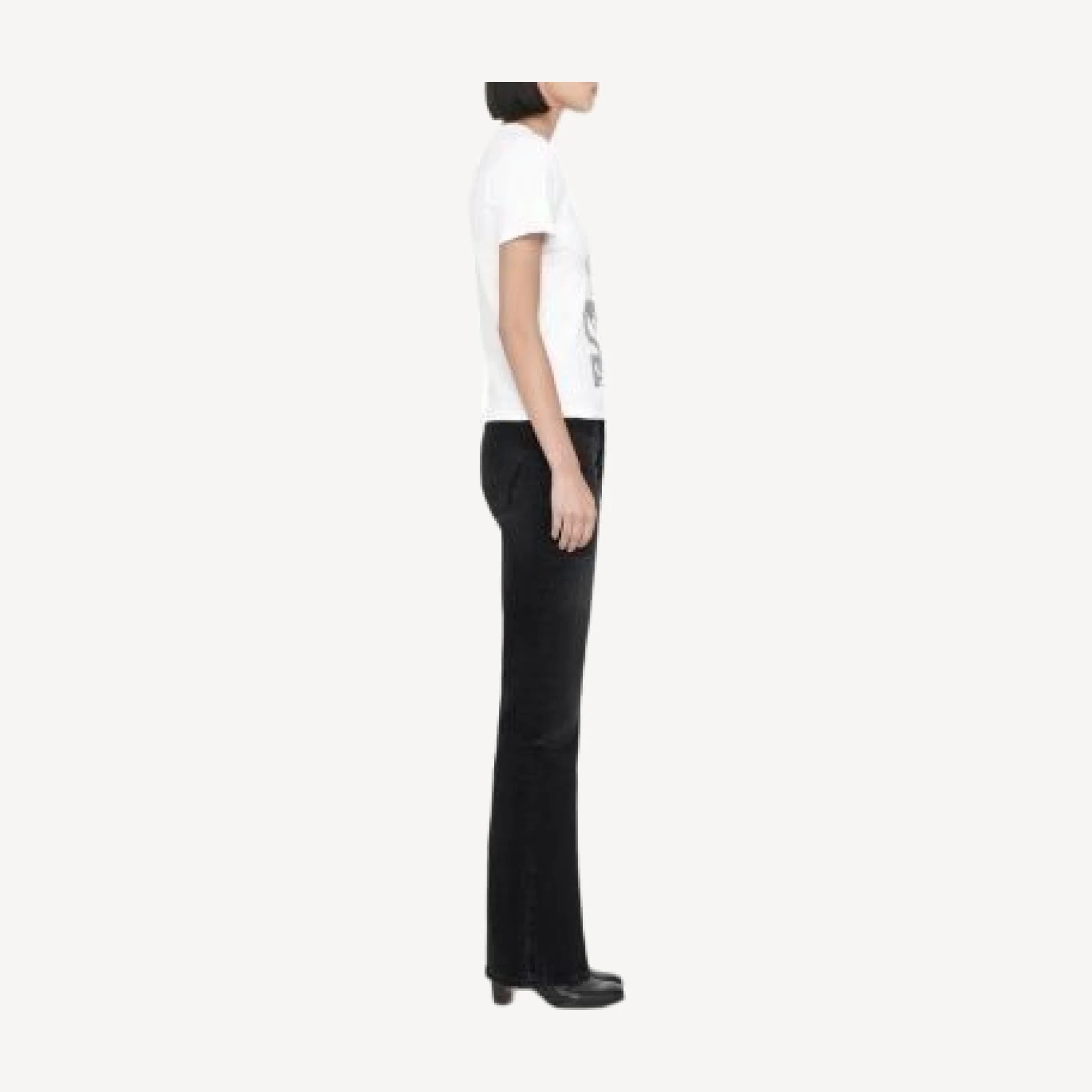 Allsaints Rue Cotton Stretch High Rise Bootcut Jeans in Washed Black