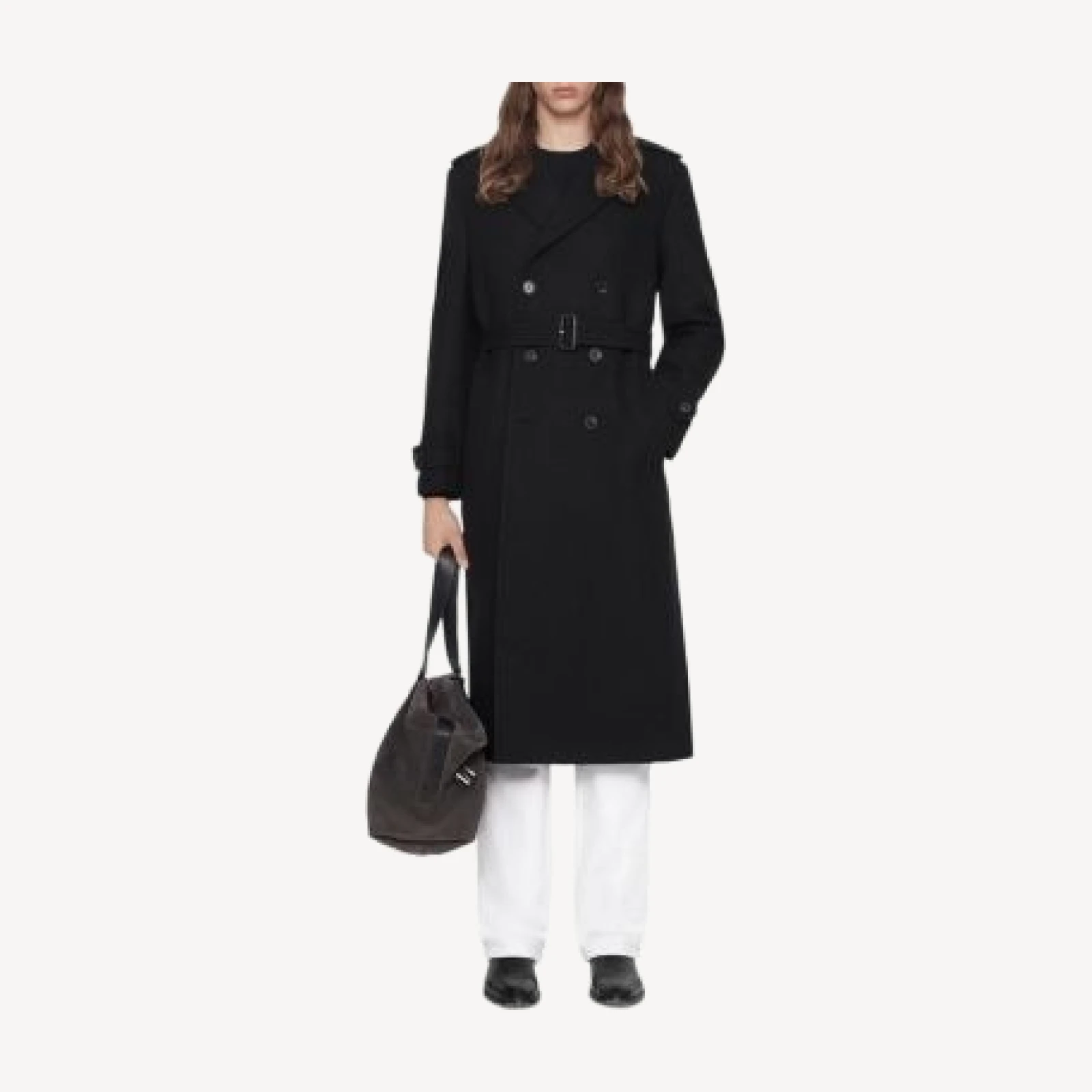 Allsaints Coltra Wool & Cotton Herringbone Trench Coat