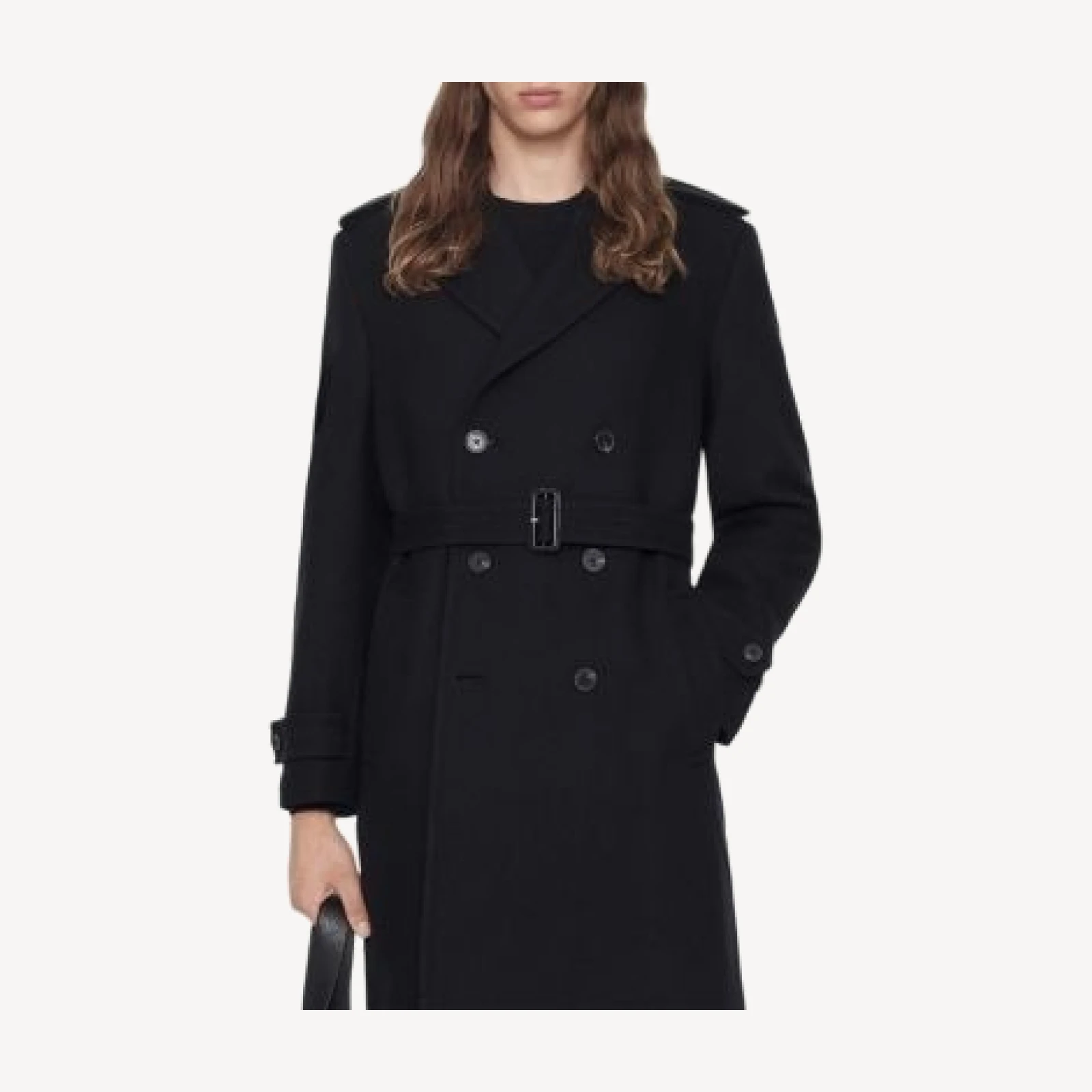 Allsaints Coltra Wool & Cotton Herringbone Trench Coat