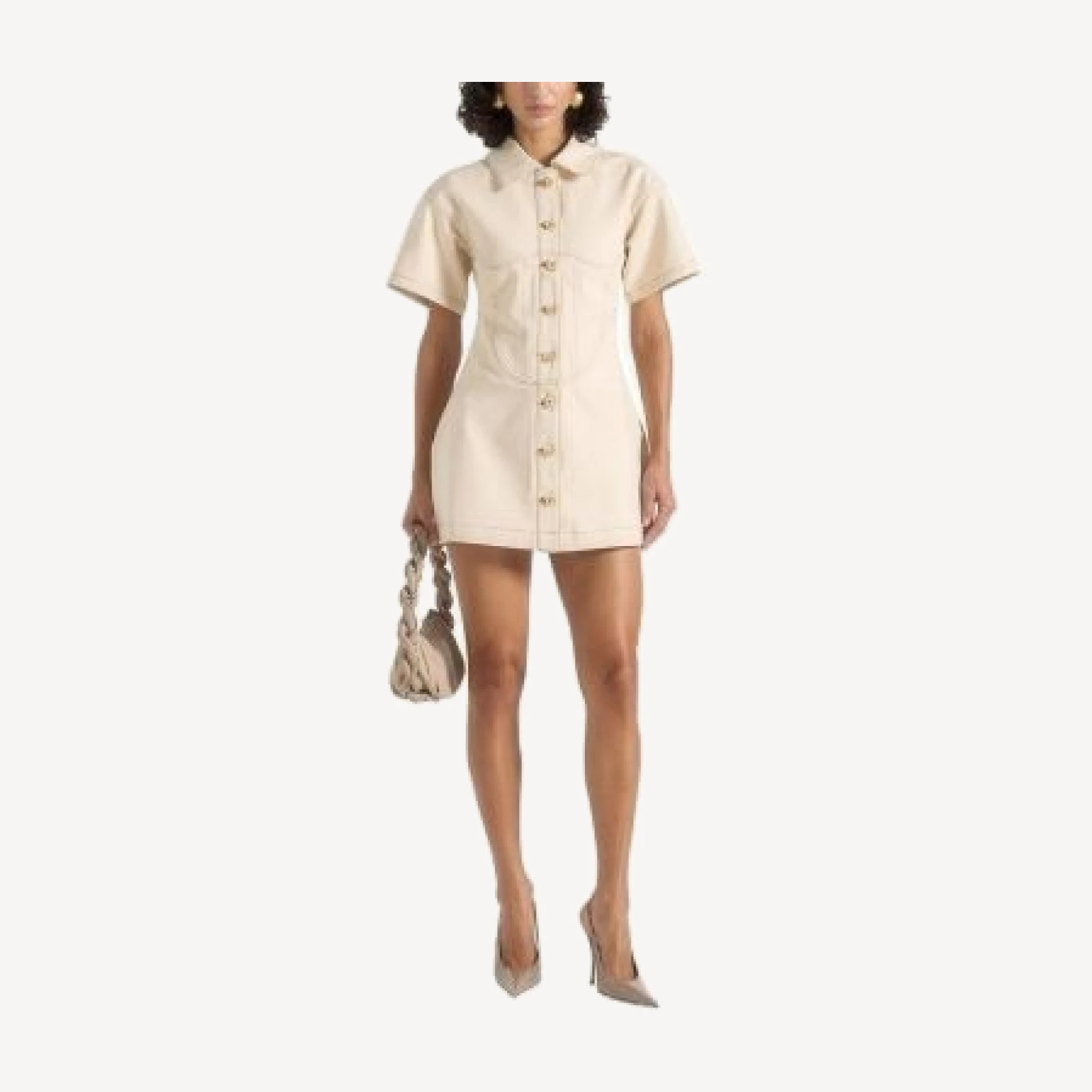 Maniere De Voir Mathilde Corset Contrast Stitch Denim Dress