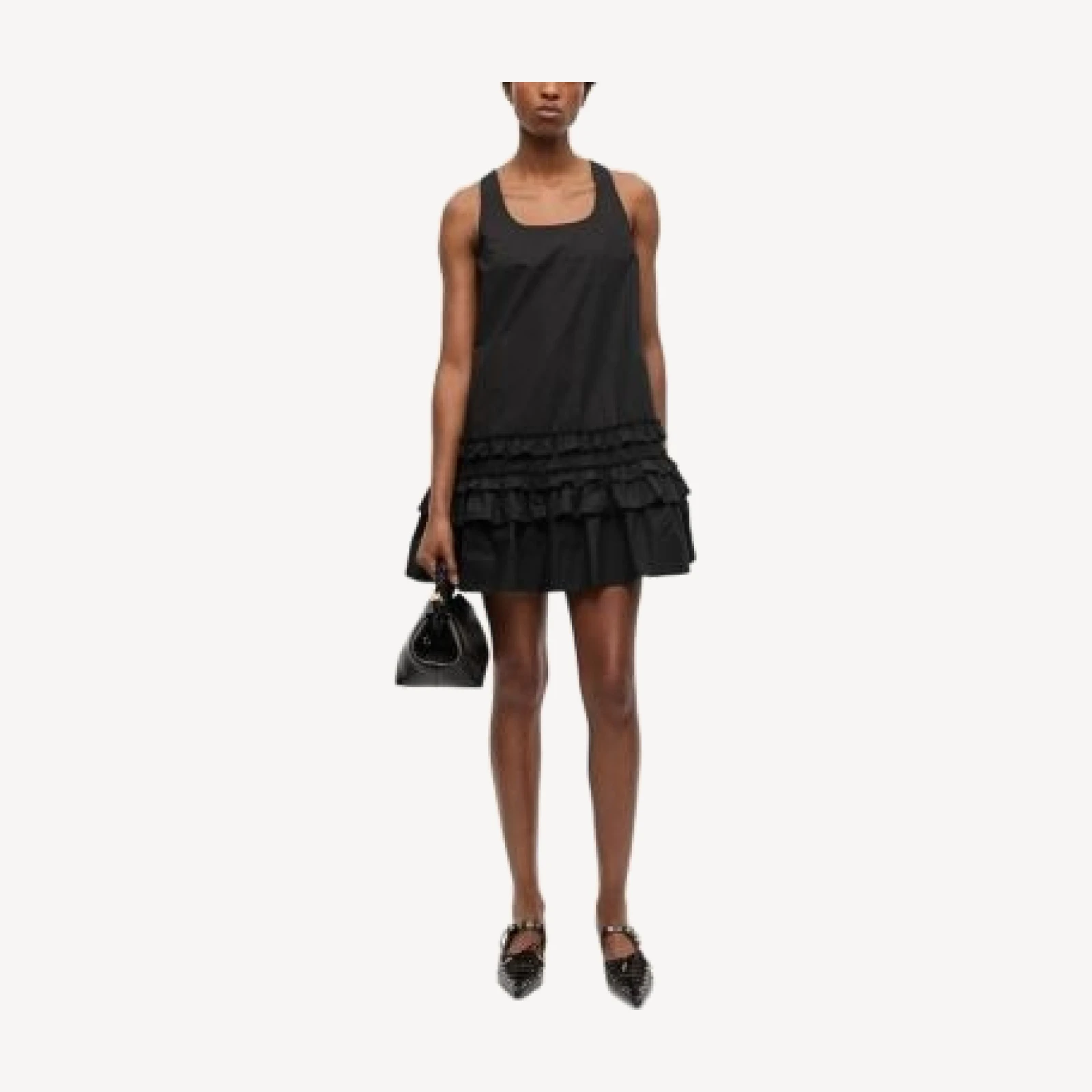 Ganni U Neck Ruffled Dress
