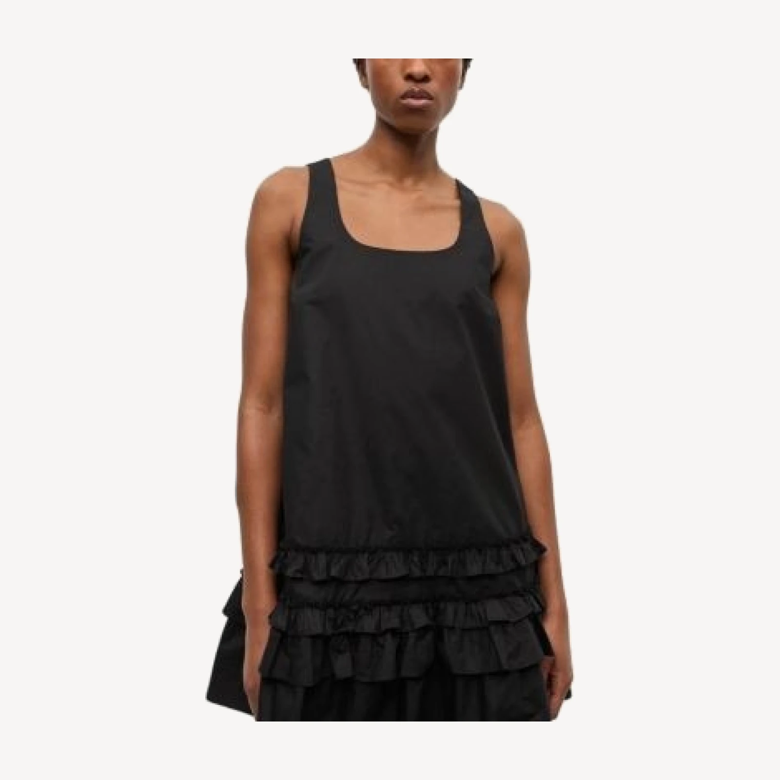 Ganni U Neck Ruffled Dress