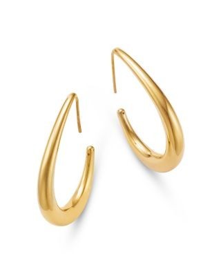 Bloomingdale's Polished Graduated Electroform Medium Hoop Earrings in 14K Yellow Gold