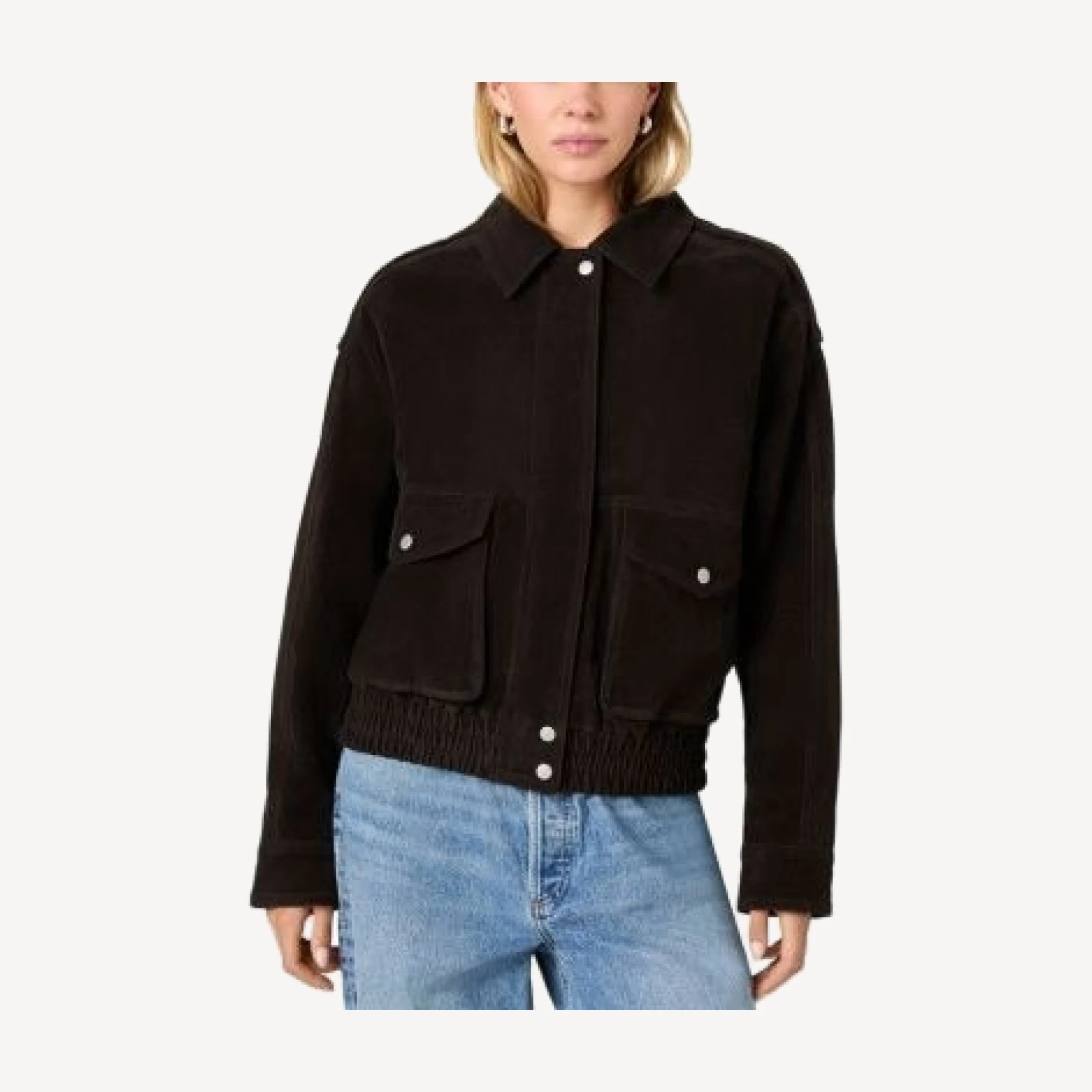 French Connection Spread Collar Zip Front Long Sleeve Jacket