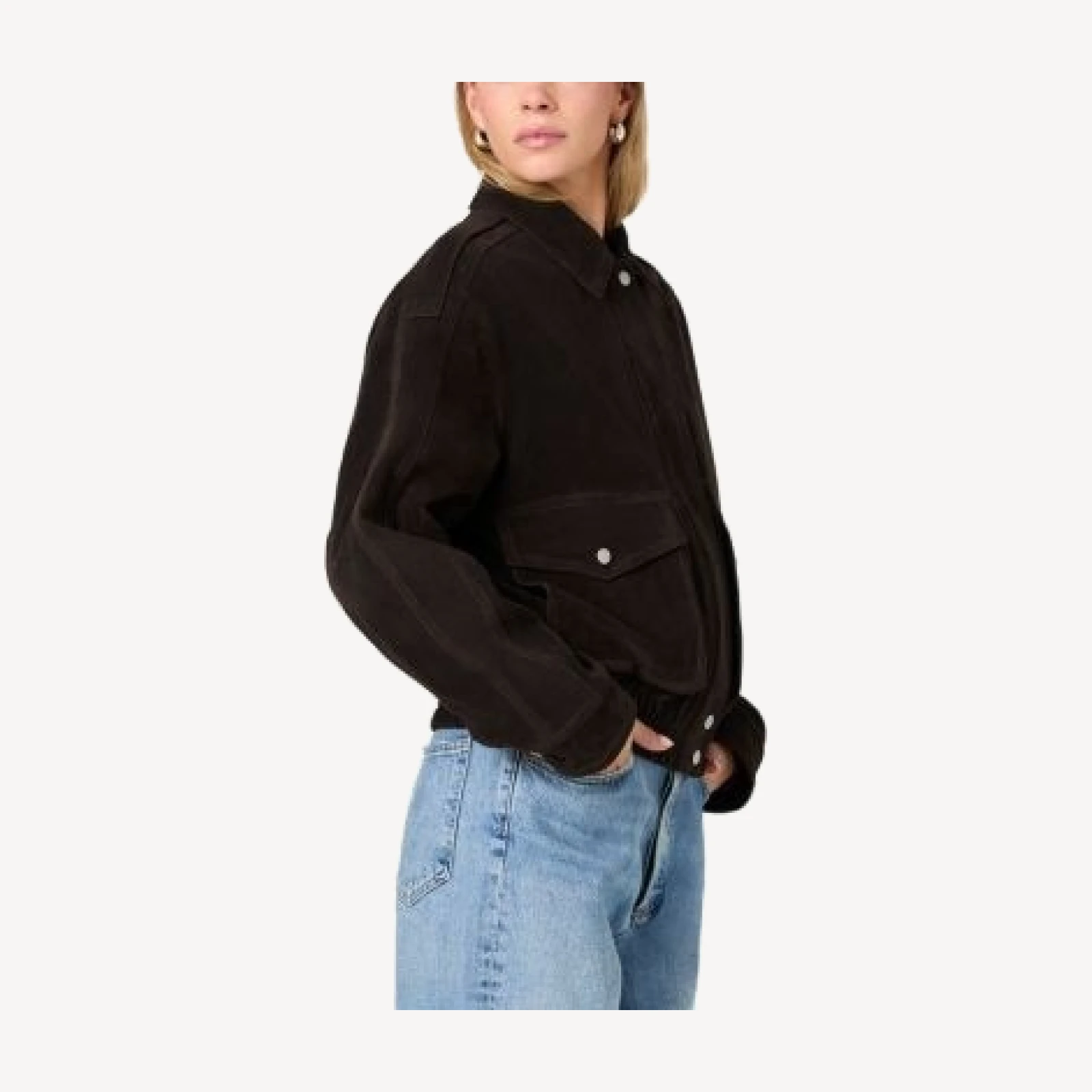 French Connection Spread Collar Zip Front Long Sleeve Jacket
