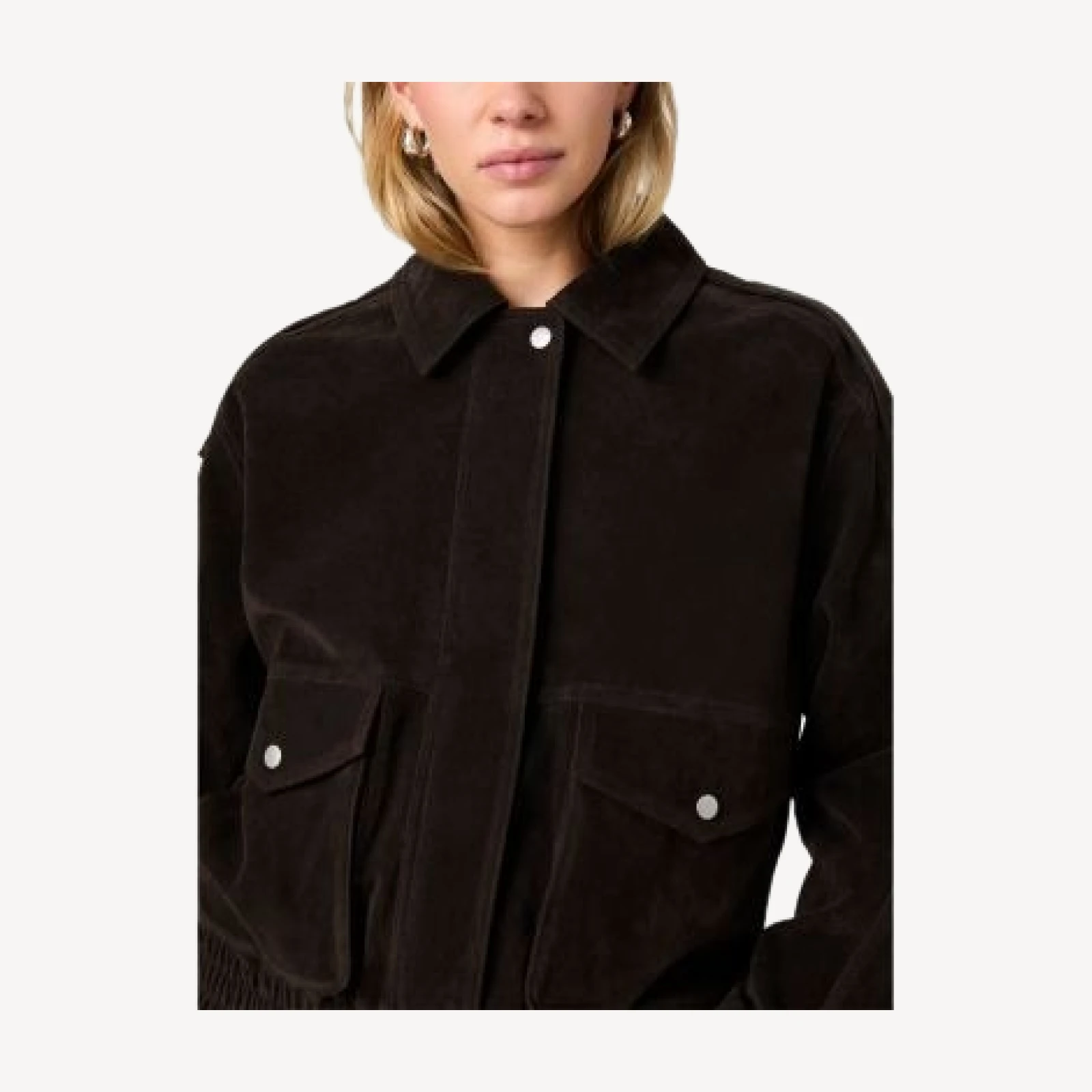 French Connection Spread Collar Zip Front Long Sleeve Jacket