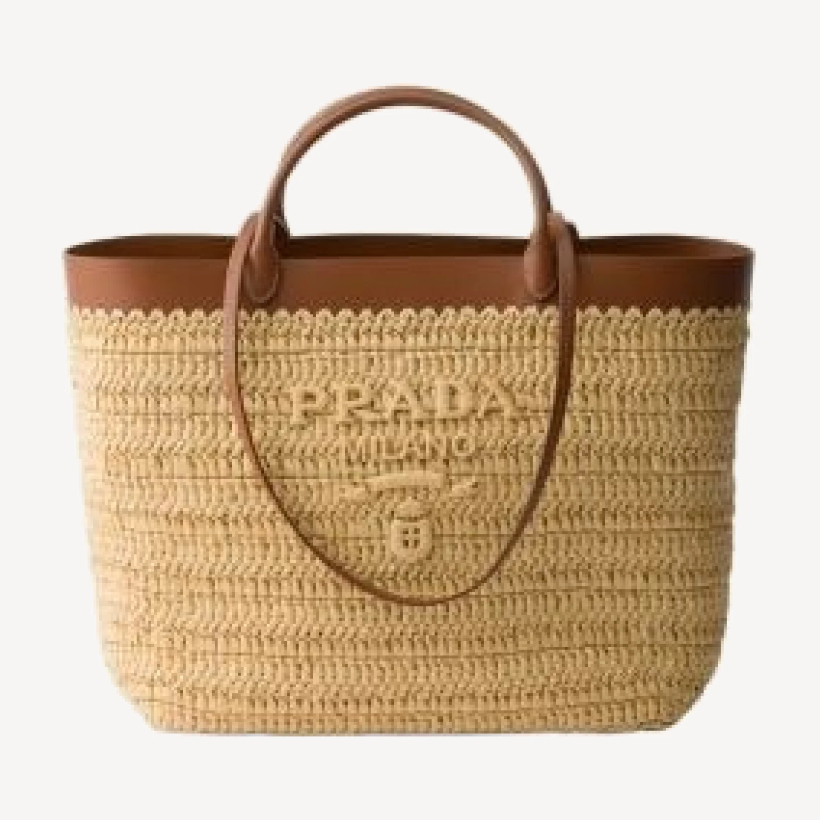 Prada Medium Crochet and Leather Tote Bag