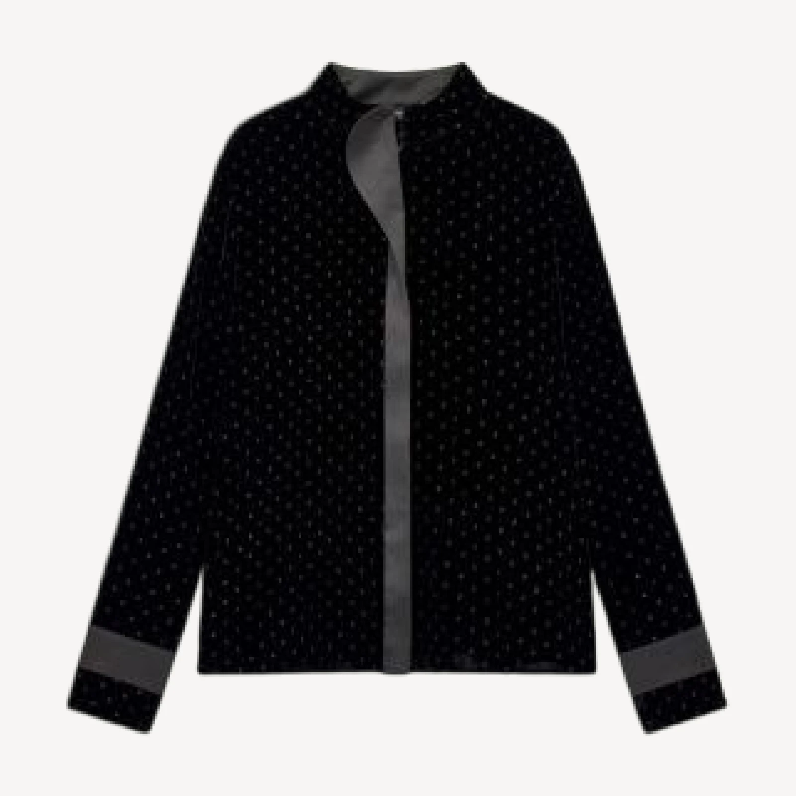 Emporio Armani Glitter Polka Dot Velvet Long Sleeve Blouse