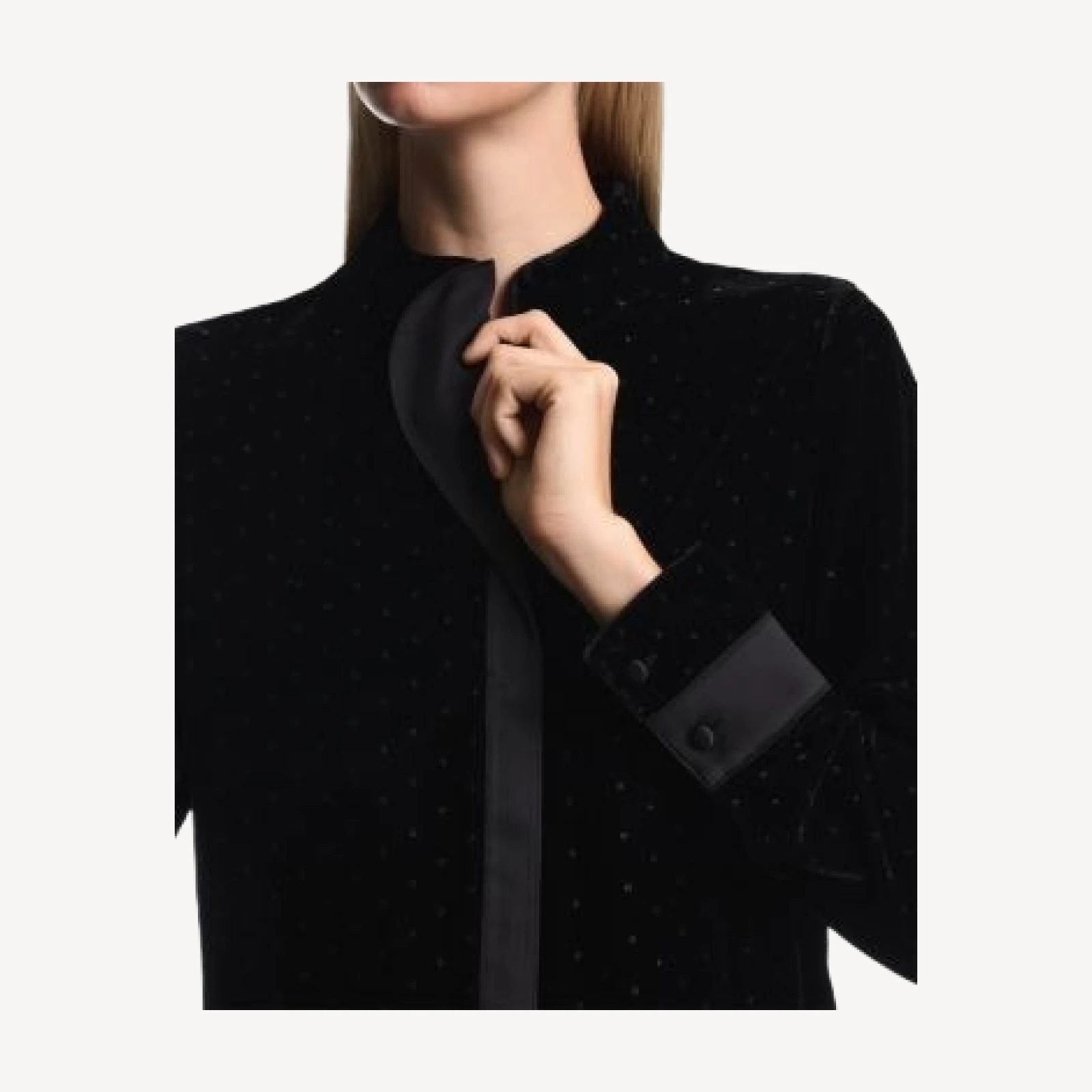 Emporio Armani Glitter Polka Dot Velvet Long Sleeve Blouse