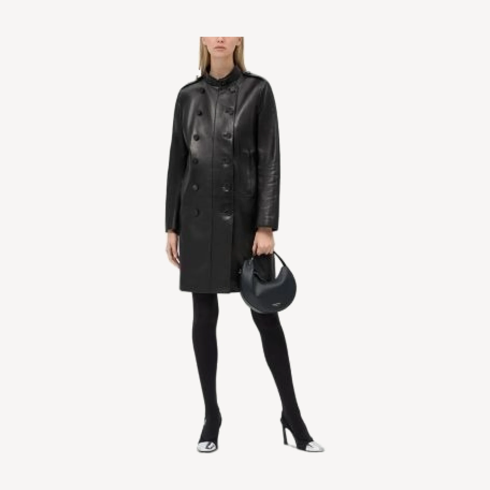 Emporio Armani Double Breasted Leather Trench Coat