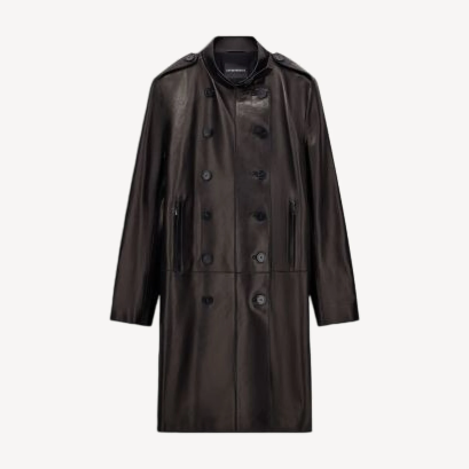 Emporio Armani Double Breasted Leather Trench Coat
