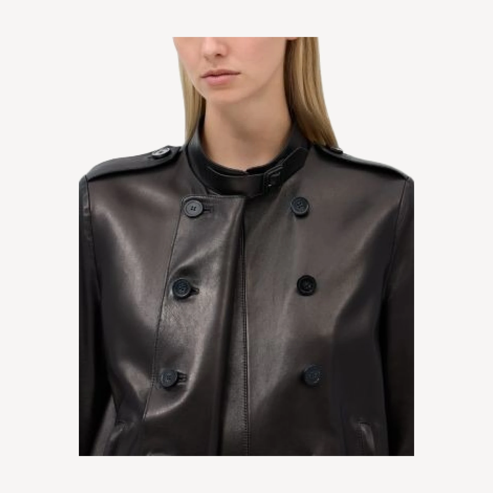 Emporio Armani Double Breasted Leather Trench Coat