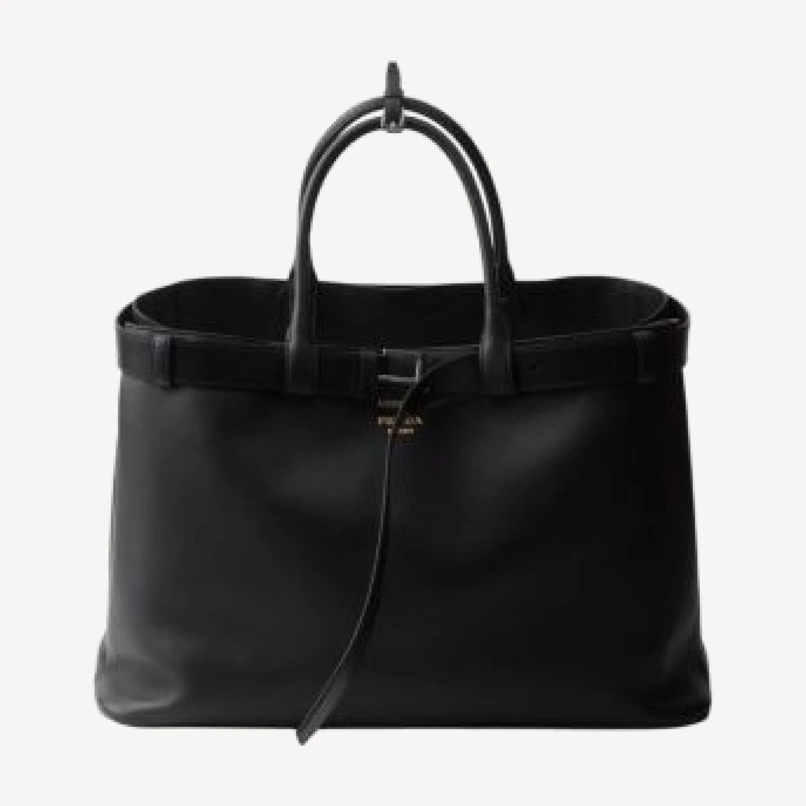 Prada Buckle Leather Bag With Belt