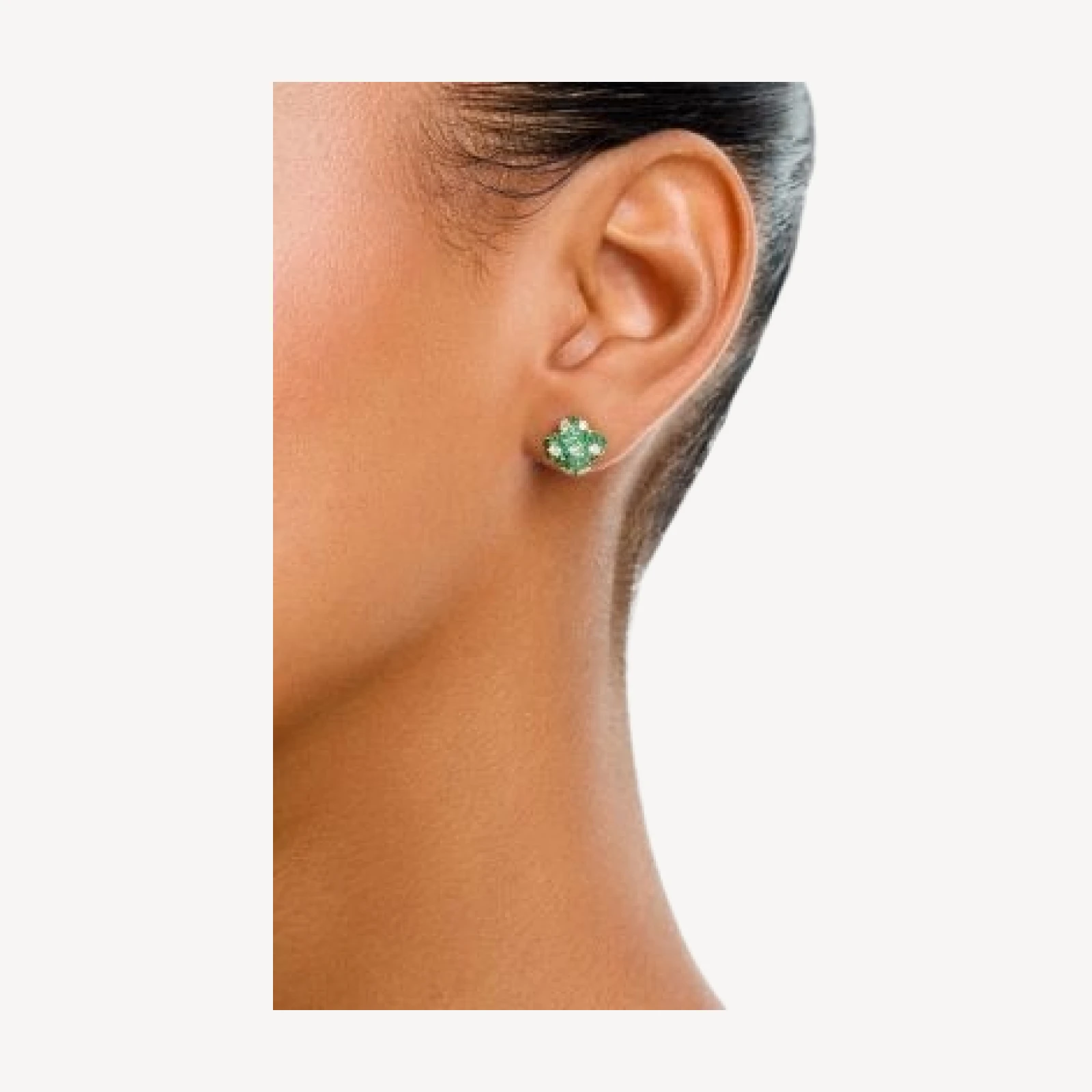 Bloomingdale's Fine Collection Diamond & Emerald Pave Clover Stud Earrings in 14K Yellow Gold