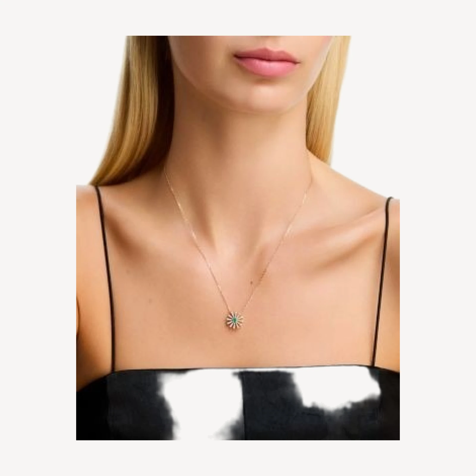Bloomingdale's Fine Collection Emerald & Diamond Daisy Pendant Necklace in 14K Yellow Gold, 16-18