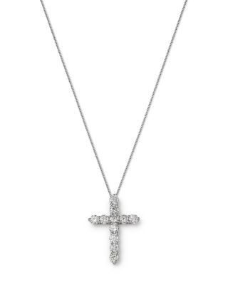 Bloomingdale's Fine Collection Diamond Cross Necklace in 14K White Gold, 3.30 tcw