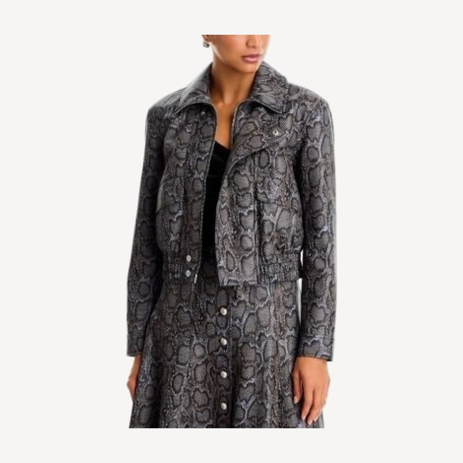 Cinq a Sept Alexander Faux Python Cropped Jacket