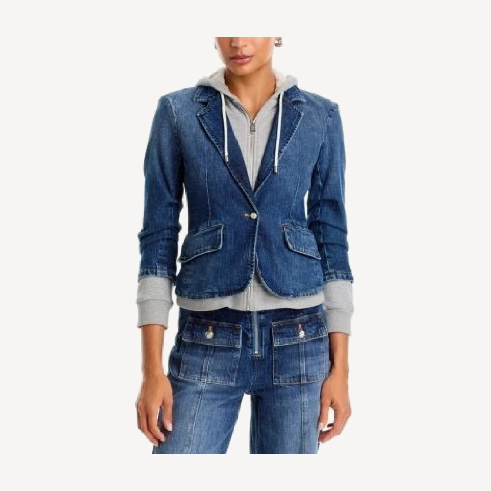 Cinq a Sept Le Petit Khloe Denim Zip Up Layered Blazer