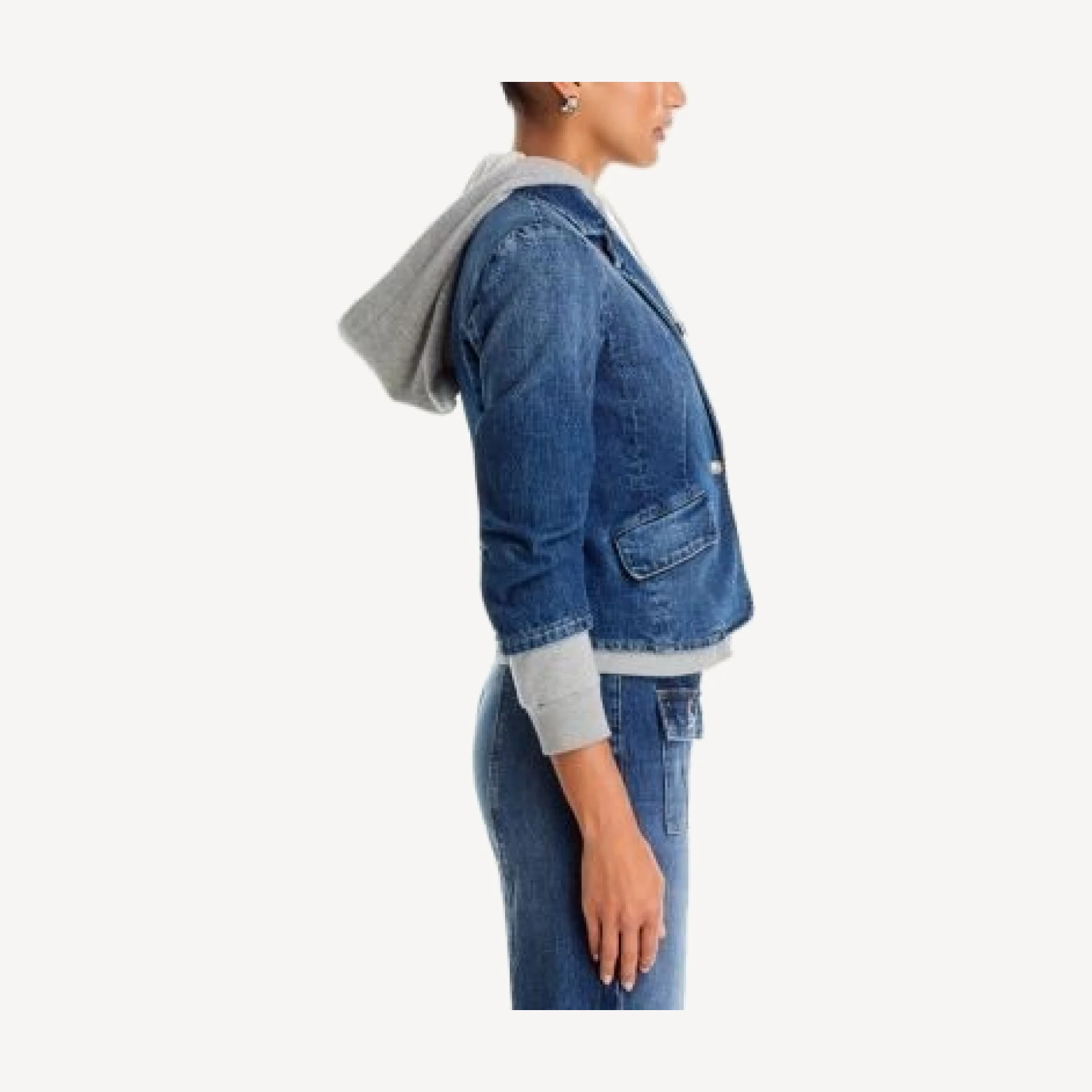 Cinq a Sept Le Petit Khloe Denim Zip Up Layered Blazer