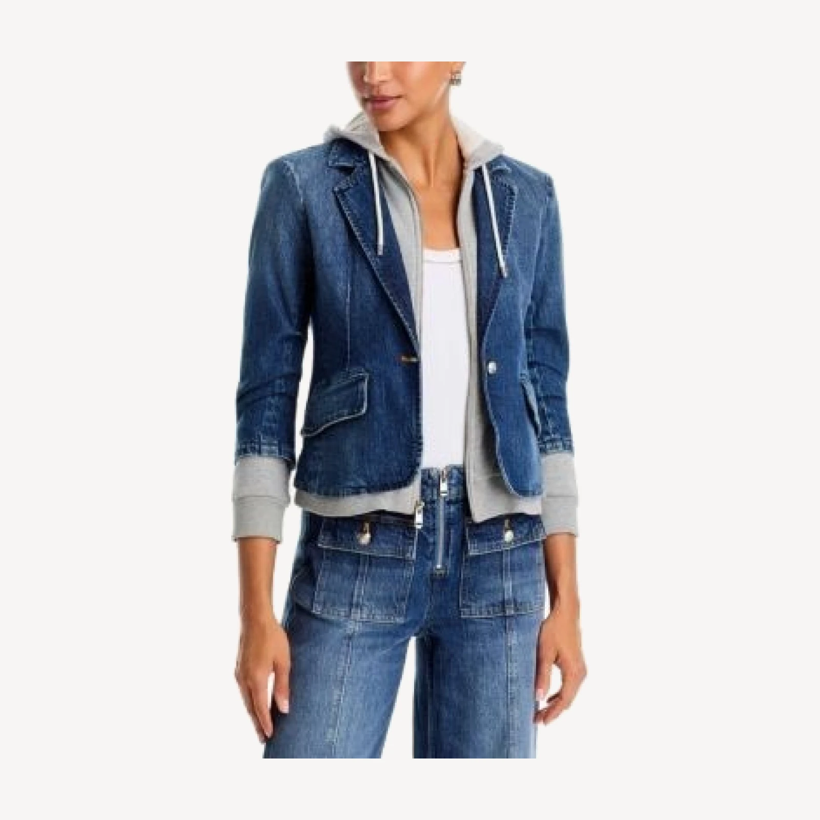 Cinq a Sept Le Petit Khloe Denim Zip Up Layered Blazer
