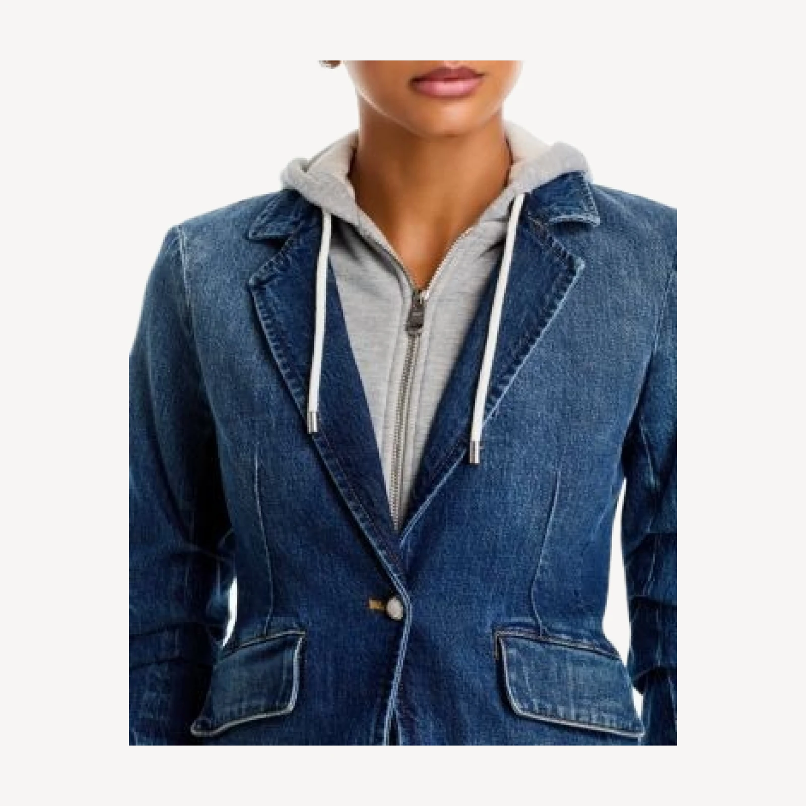 Cinq a Sept Le Petit Khloe Denim Zip Up Layered Blazer