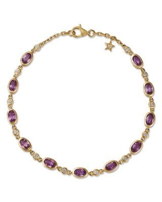 Bloomingdale's Fine Collection Pink Sapphire & Diamond Bezel Set Bracelet in 14K Yellow Gold
