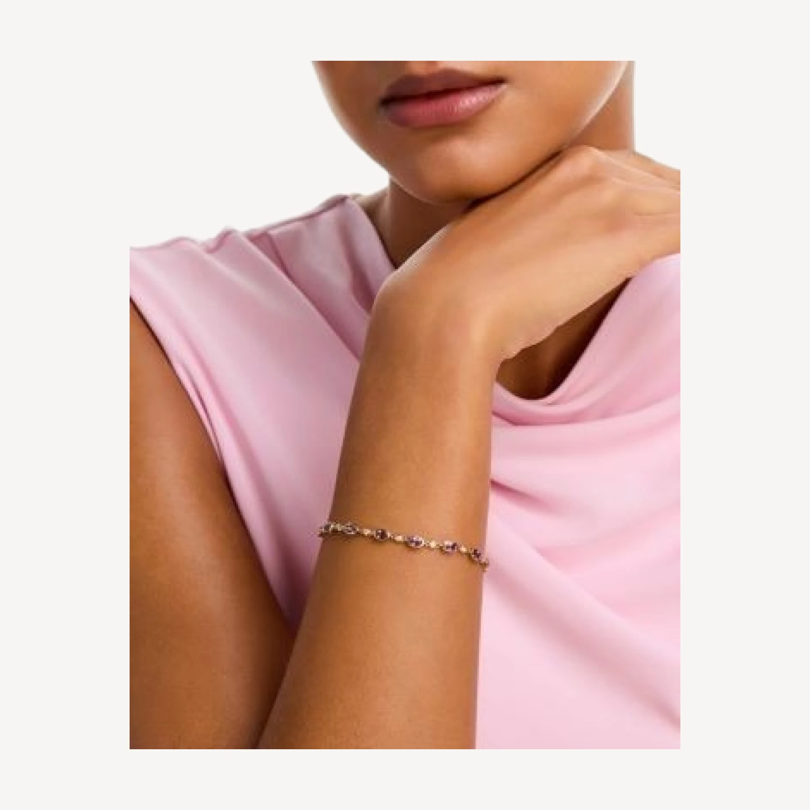 Bloomingdale's Fine Collection Pink Sapphire & Diamond Bezel Set Bracelet in 14K Yellow Gold