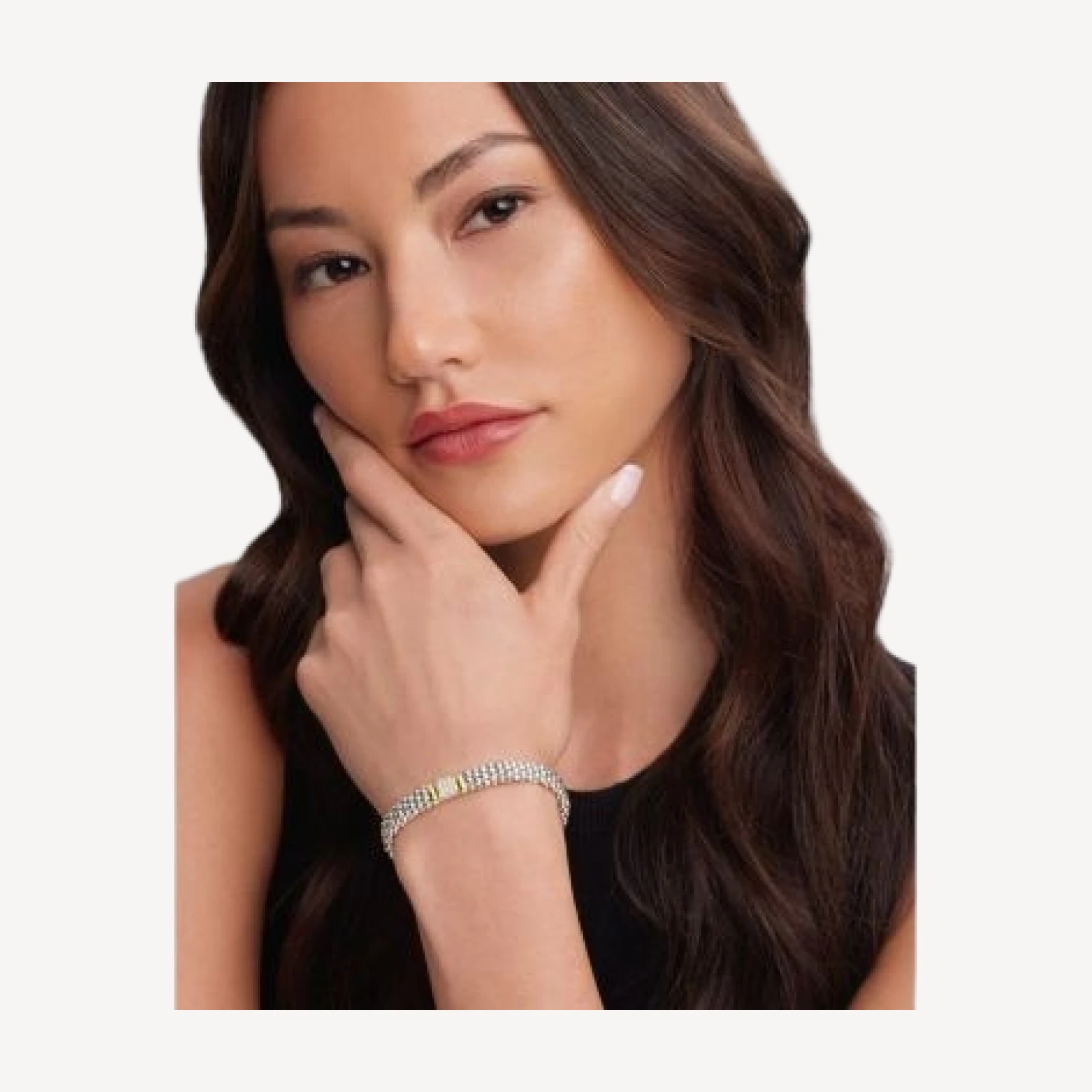 Lagos 18K Yellow Gold and Sterling Silver Caviar Rope Bracelet with Diamonds