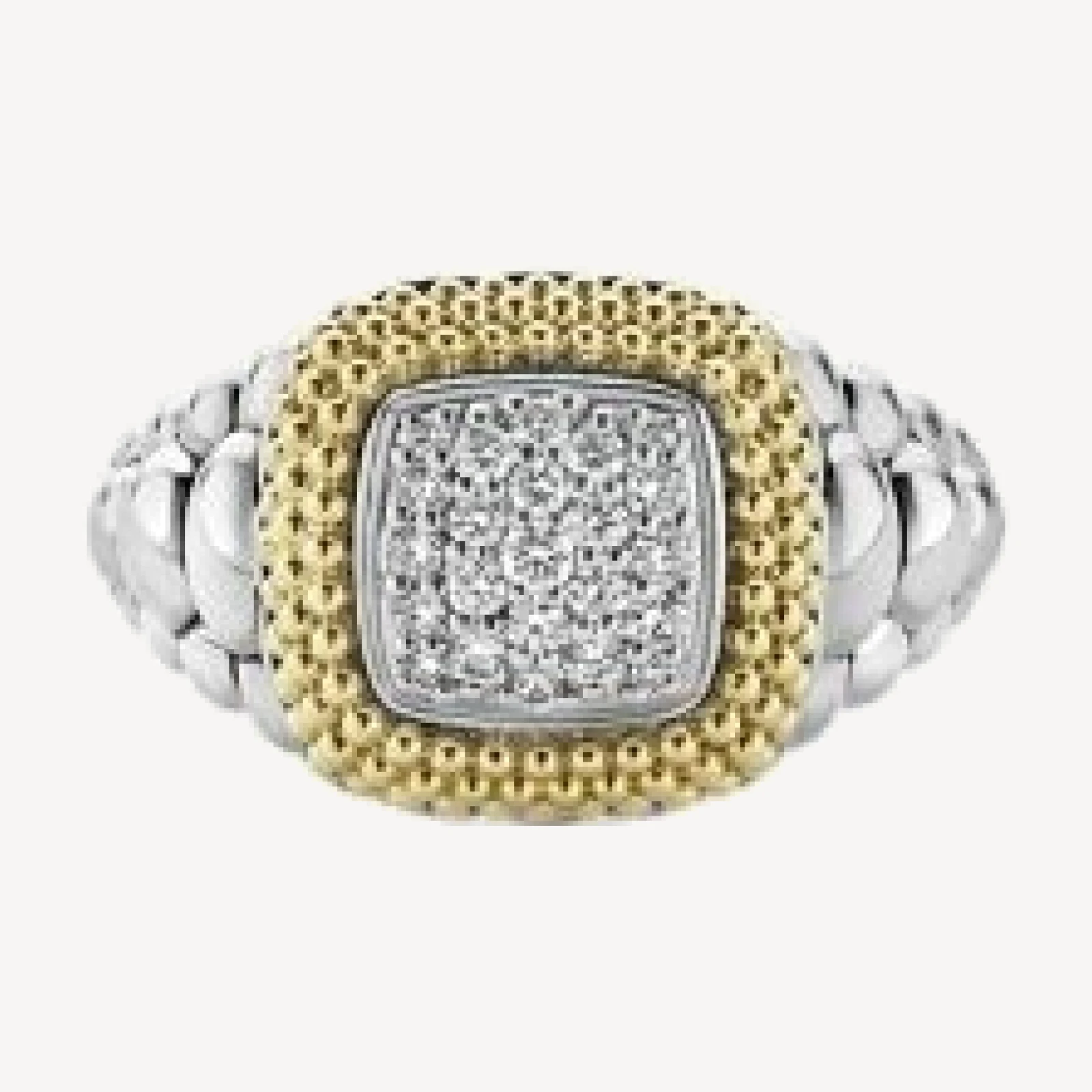 Lagos 18K Gold and Sterling Silver Diamond Lux Square Ring
