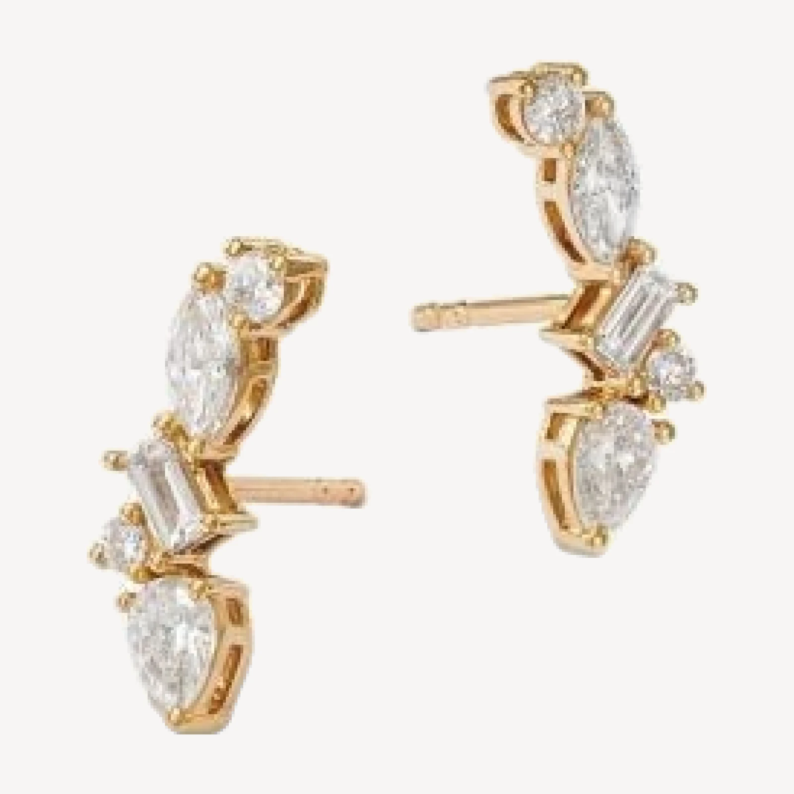 Bloomingdale's Fine Collection Luxe Collection Certified Lab Grown Diamond Mixed Cut Ear Climber Earrings in 14K Yellow Gold, 1.0 tcw