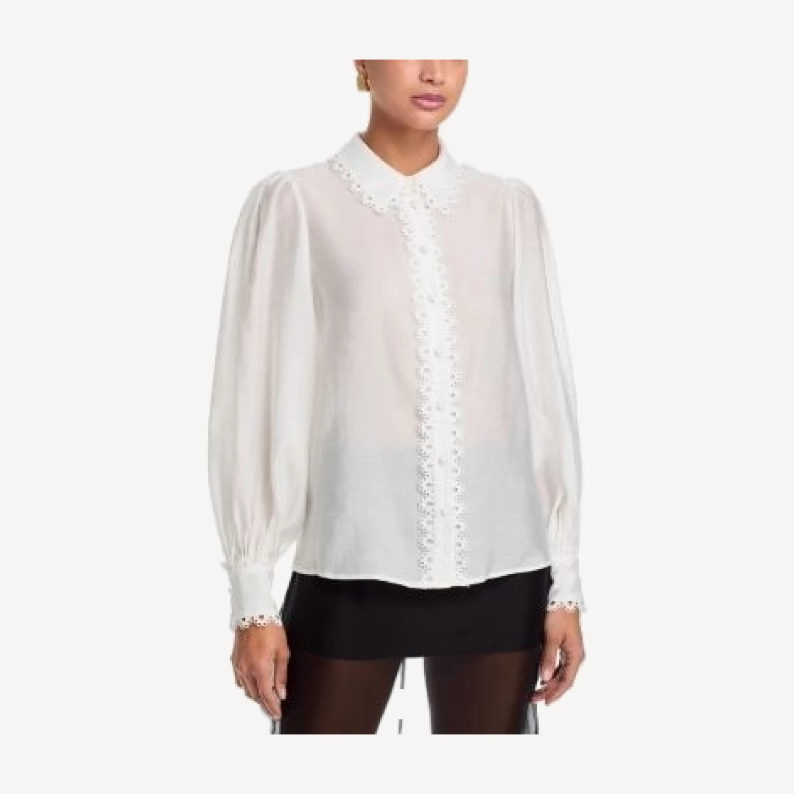 Aqua Lace Trim Blouse - Exclusive
