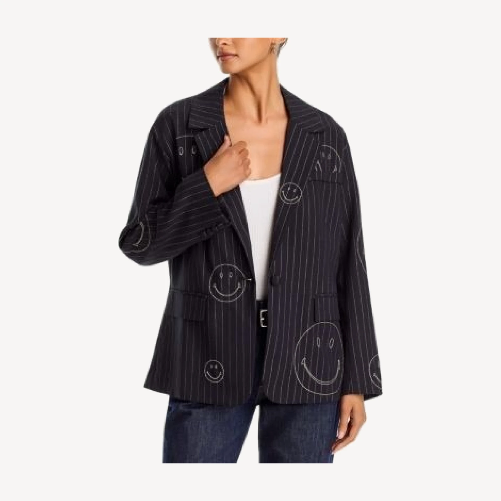 Aqua Pinstripe Smiley Blazer - Exclusive