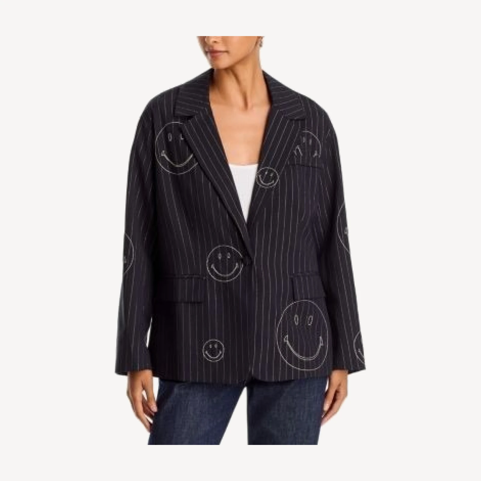 Aqua Pinstripe Smiley Blazer - Exclusive
