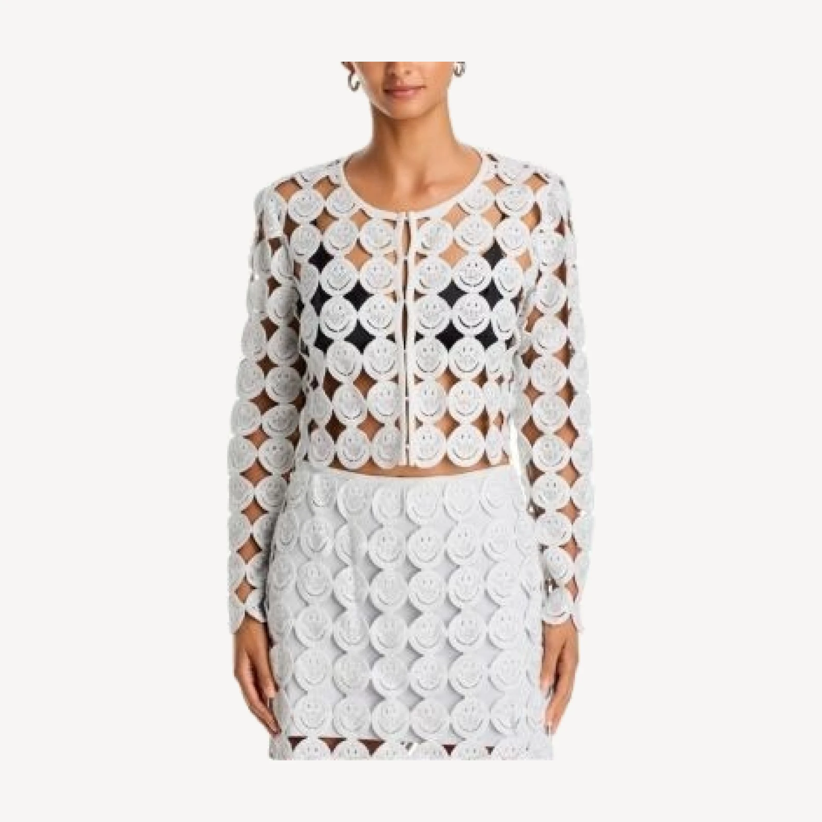 Aqua Smiley Crocheted Cardigan - Exclusive