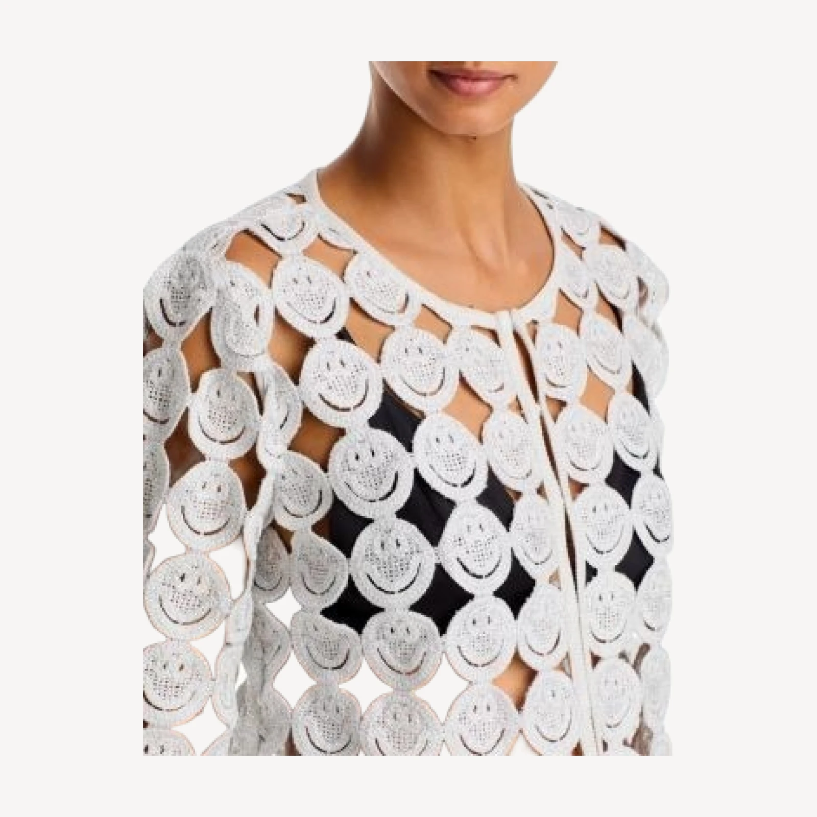 Aqua Smiley Crocheted Cardigan - Exclusive