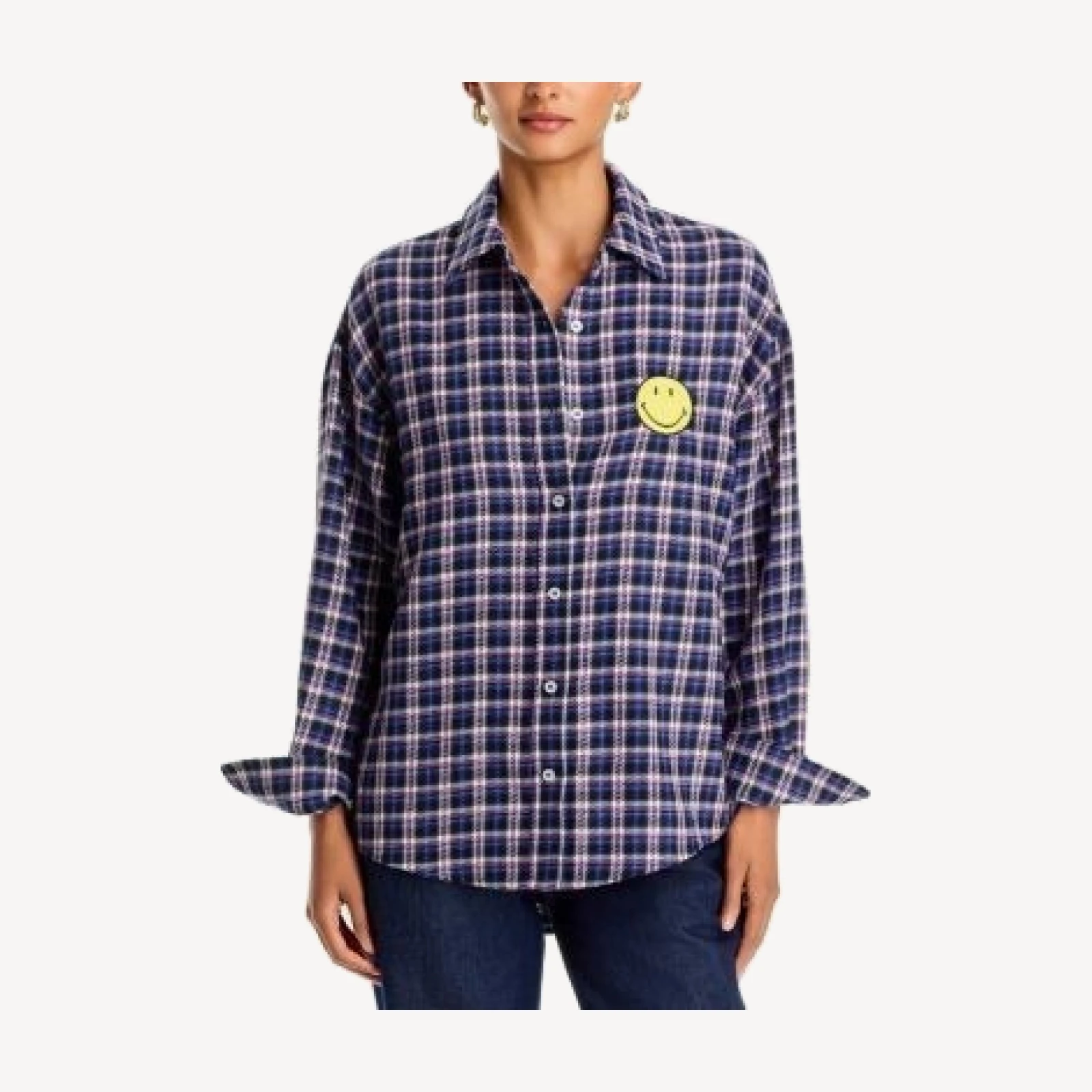 Aqua Embroidered Smiley Patch Shirt - Exclusive