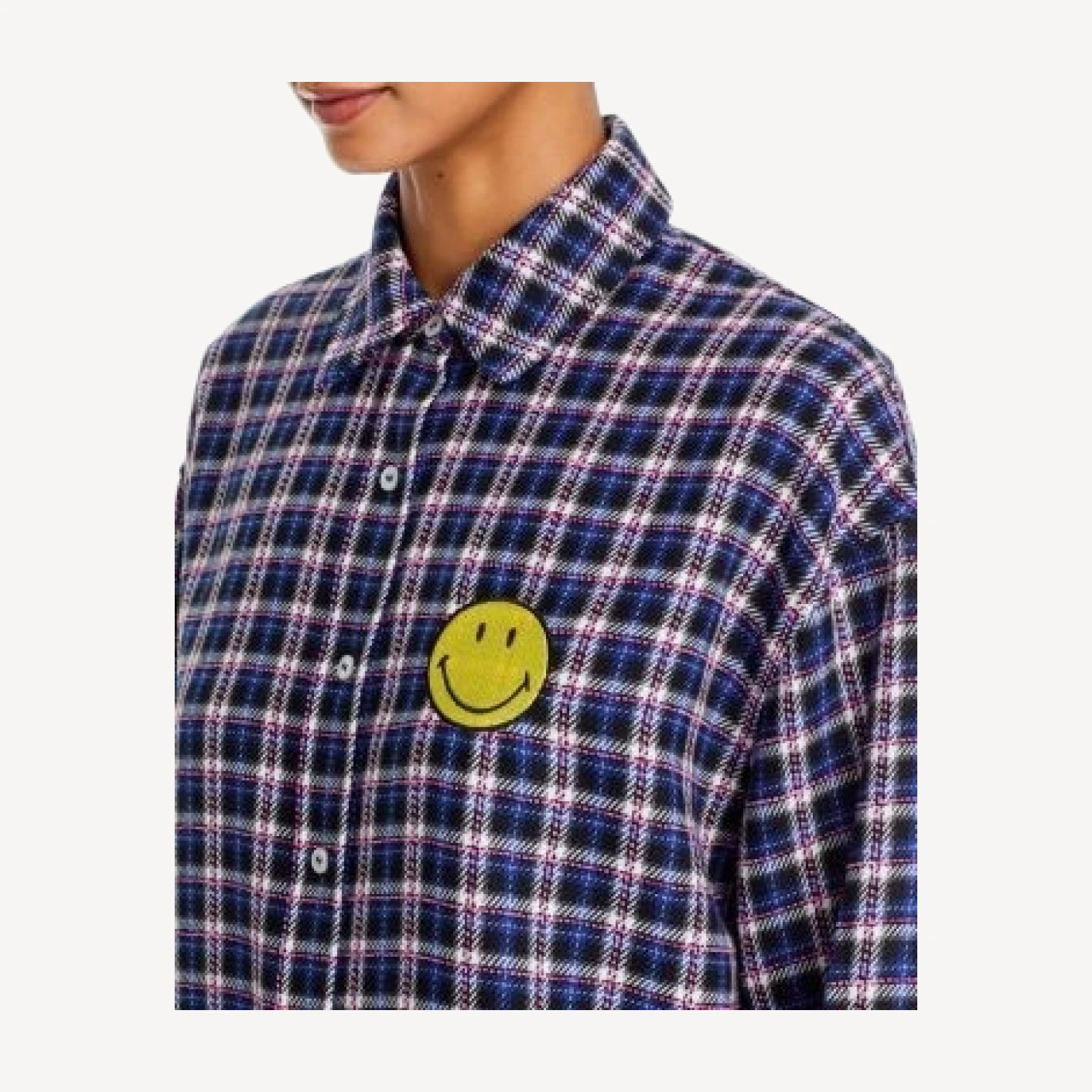 Aqua Embroidered Smiley Patch Shirt - Exclusive