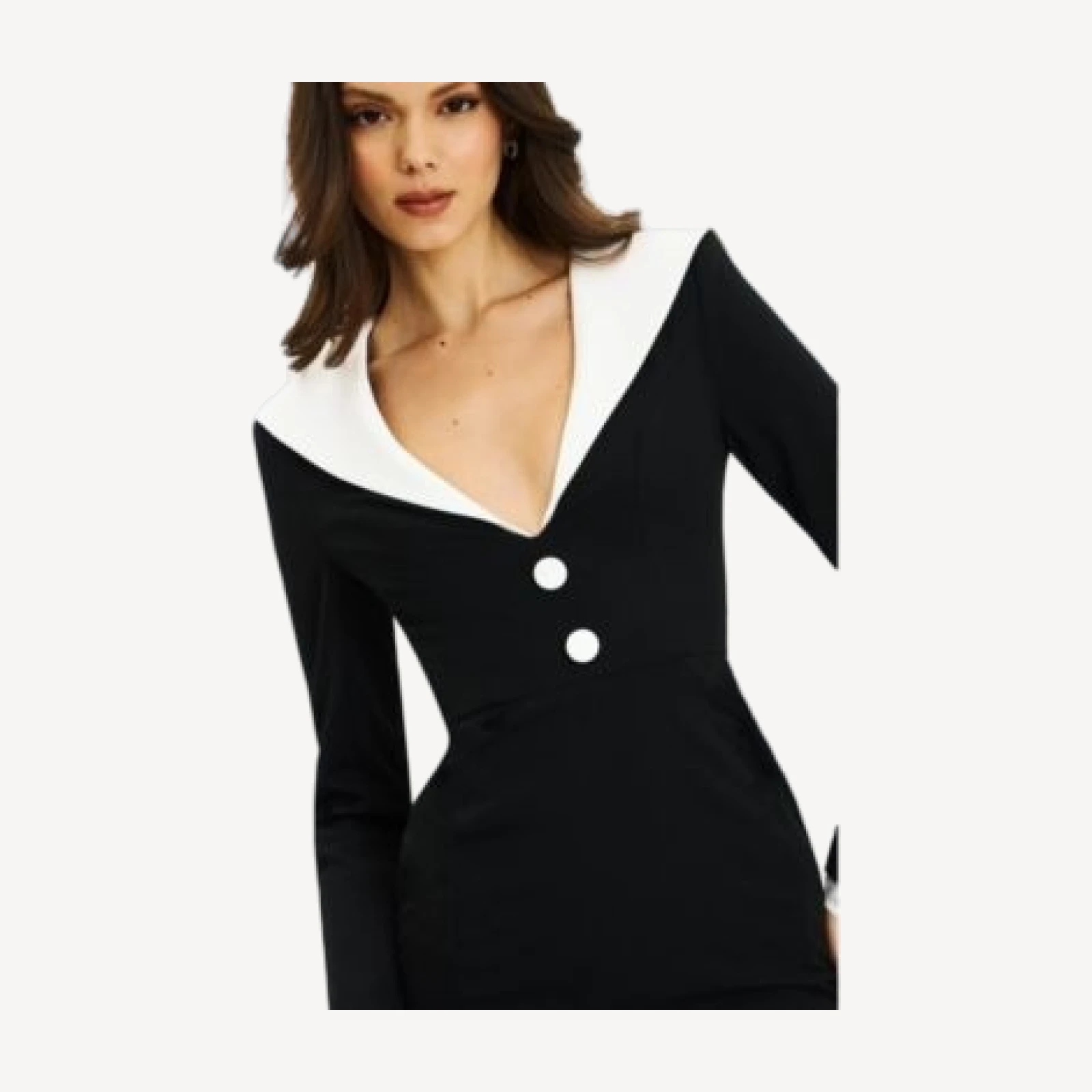 Miss Circle Heather Collared Decorative Button-Front Mini Dress