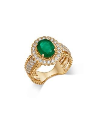 Bloomingdale's Fine Collection Diamond & Emerald Heirloom Ring in 14K Yellow Gold