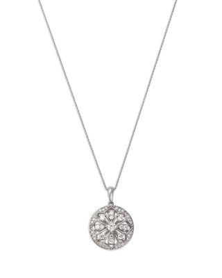 Bloomingdale's Fine Collection Diamond Pave Art Deco Pendant Necklace in 14K White Gold, 0.50 tcw