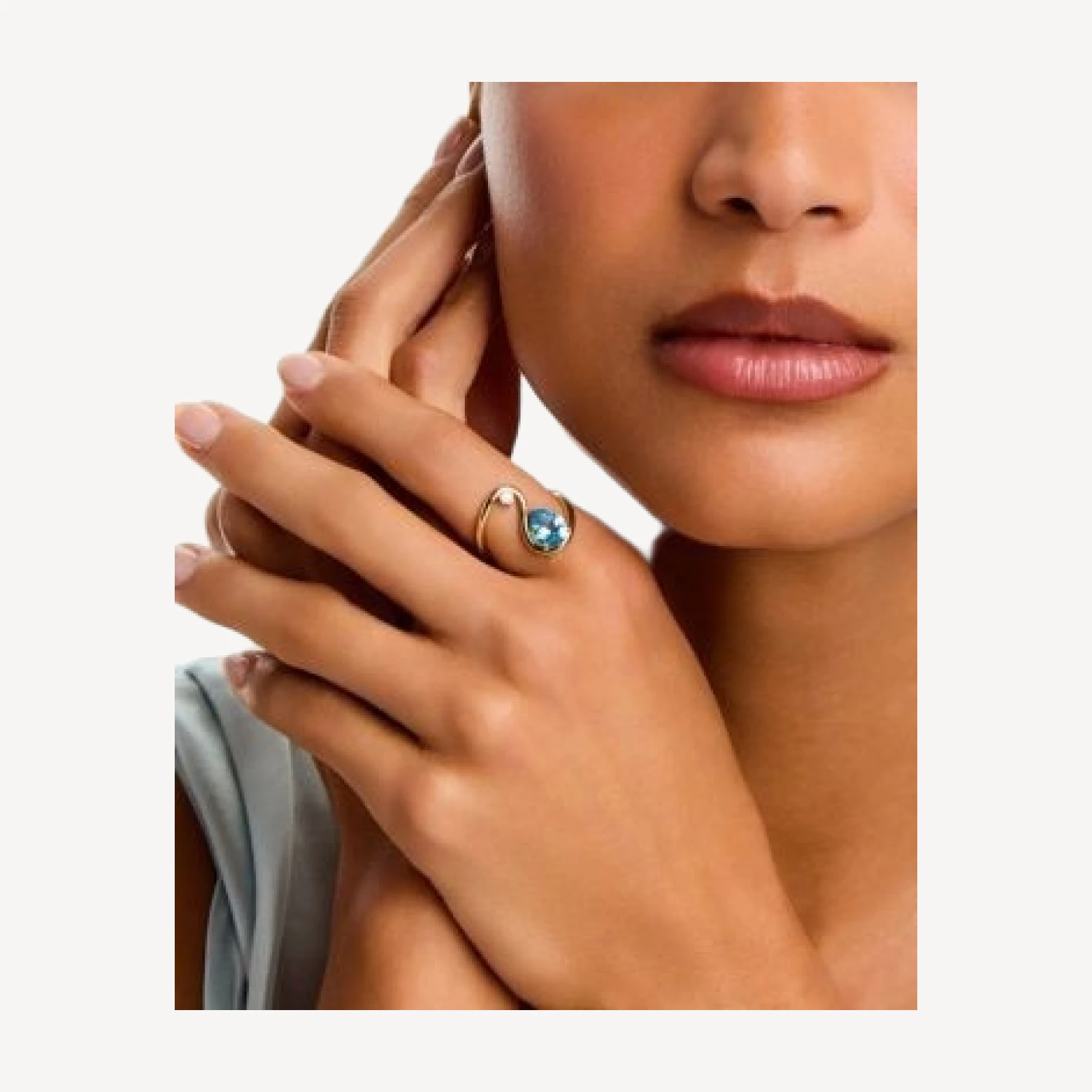 Bloomingdale's Fine Collection Diamond & Blue Topaz Open Ring in 14K Yellow Gold, 0.10 tcw