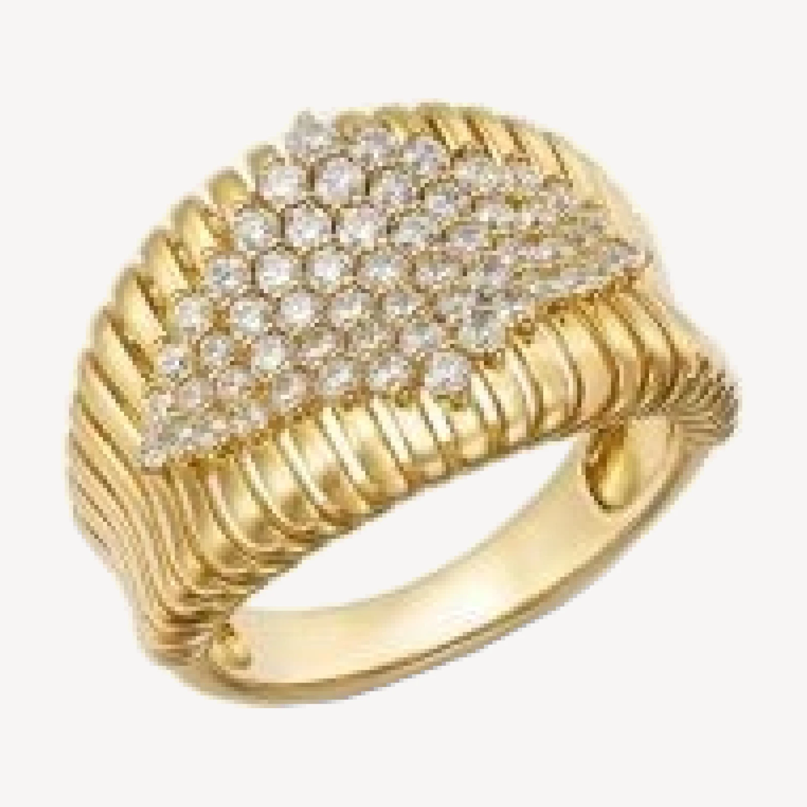 Bloomingdale's Fine Collection Diamond Pave Grooved Statement Ring in 14K Yellow Gold, 1.0 tcw
