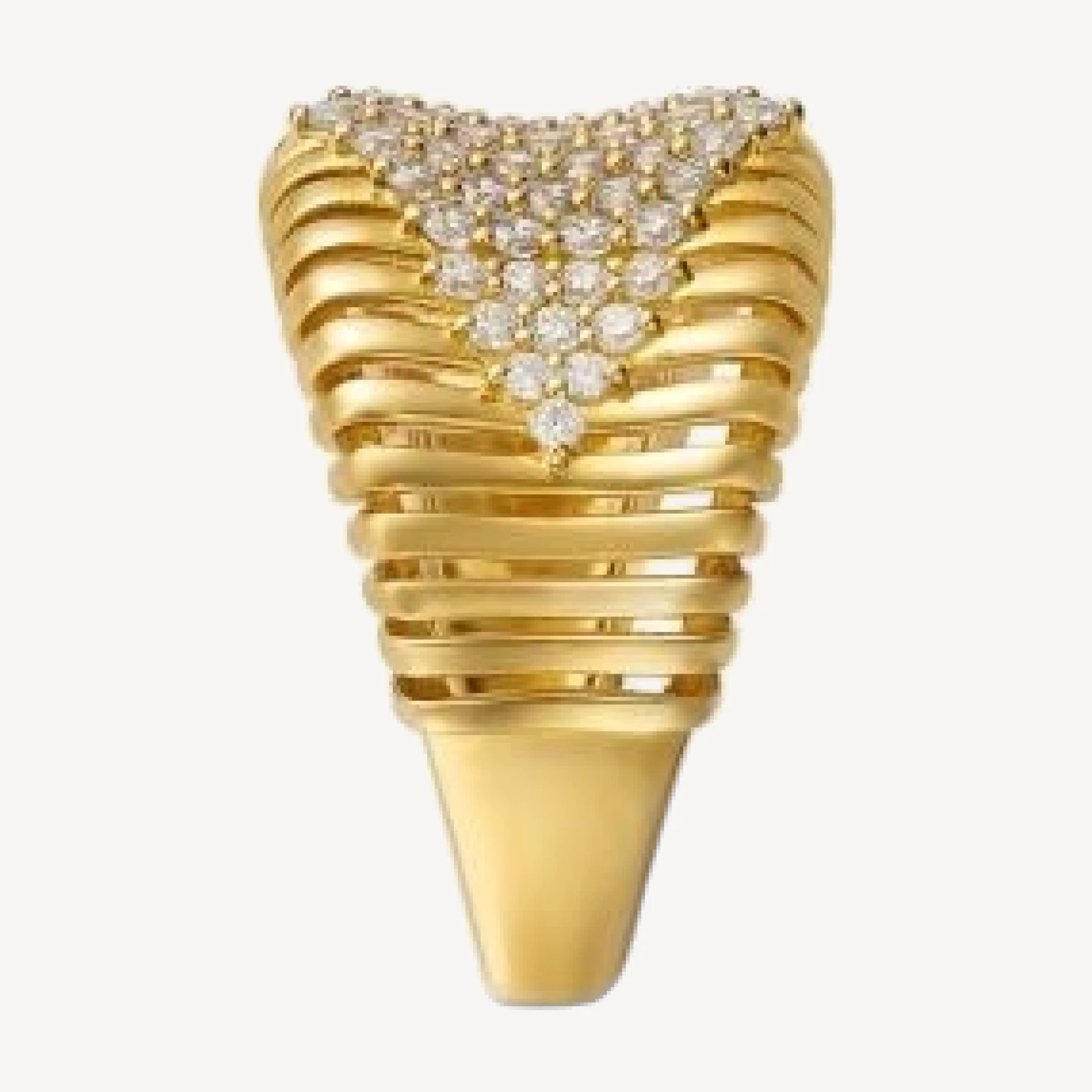 Bloomingdale's Fine Collection Diamond Pave Grooved Statement Ring in 14K Yellow Gold, 1.0 tcw